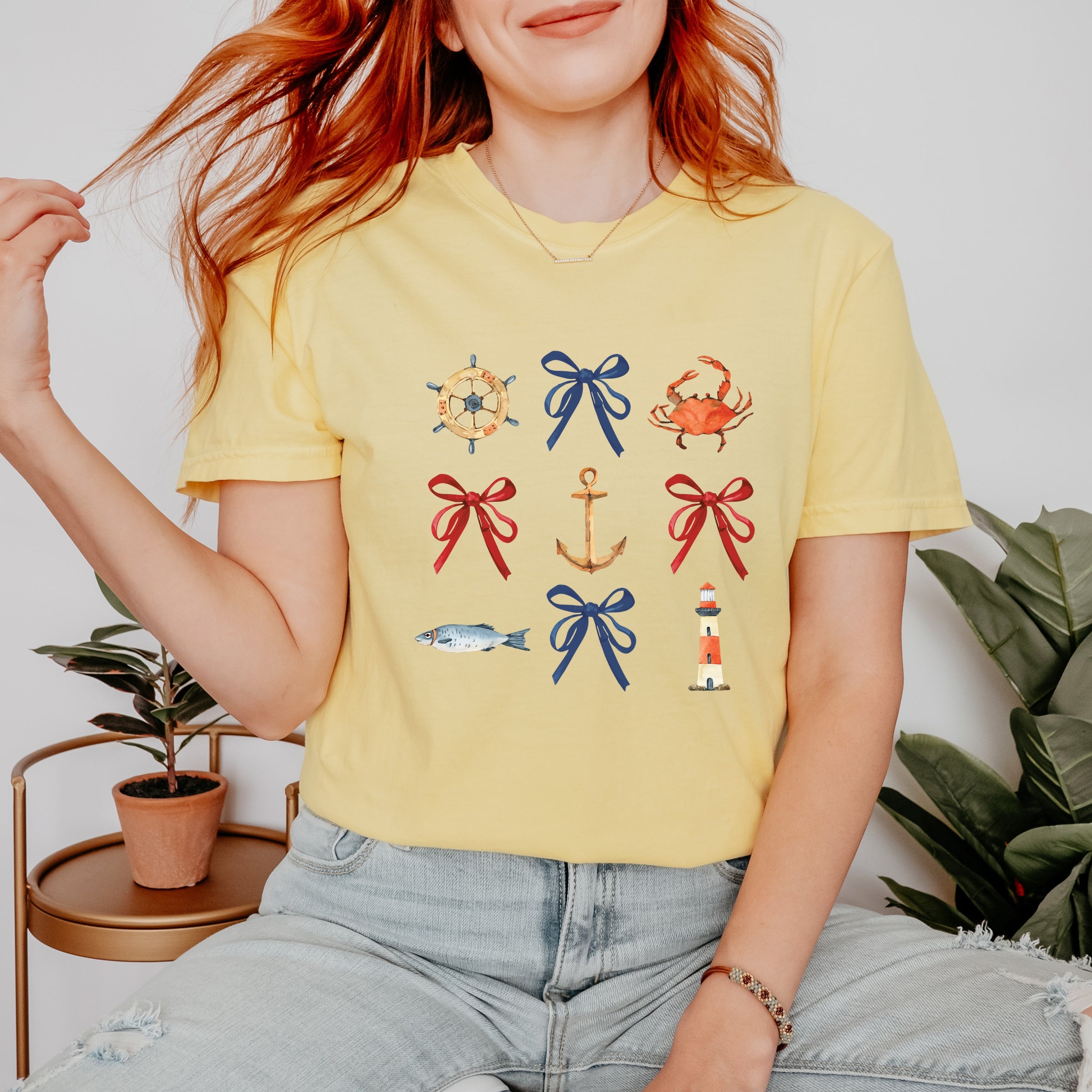 Coquette Nautical Collage - Womens Garment Dyed Tee