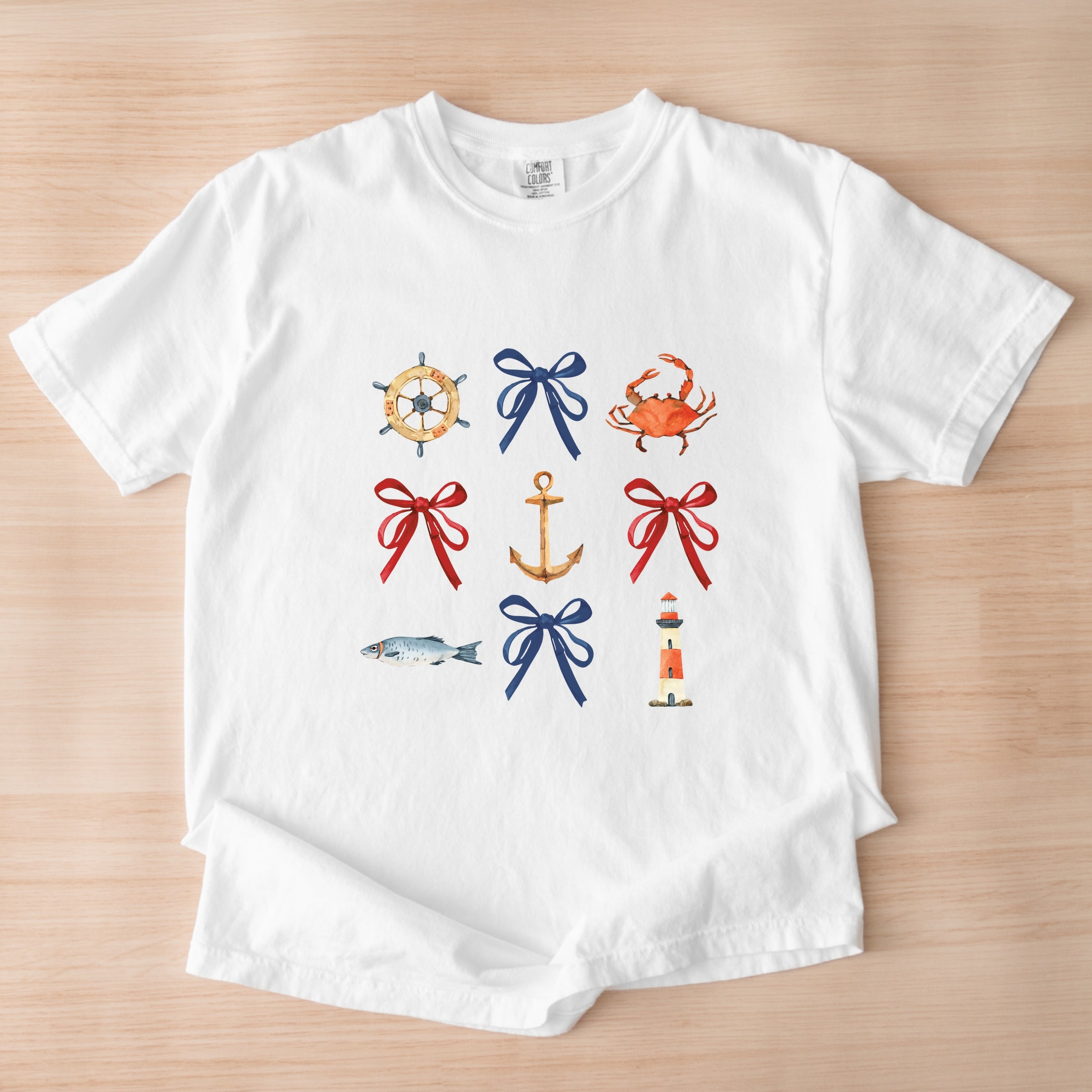 Coquette Nautical Collage - Womens Garment Dyed Tee
