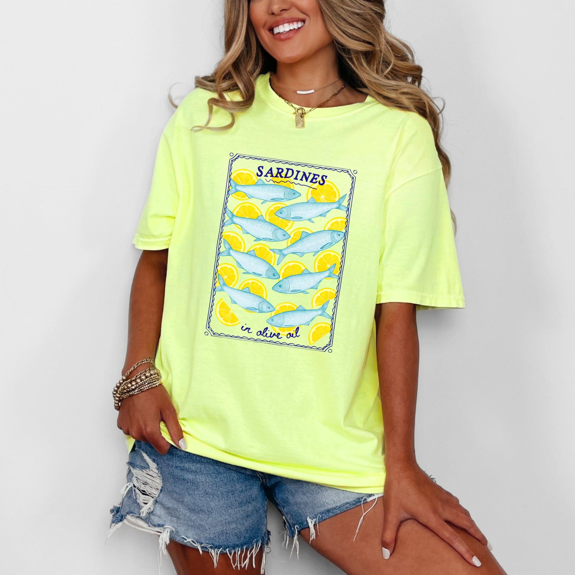 Sardines In Olive Oil - Women's Garment Dyed Graphic T-Shirt