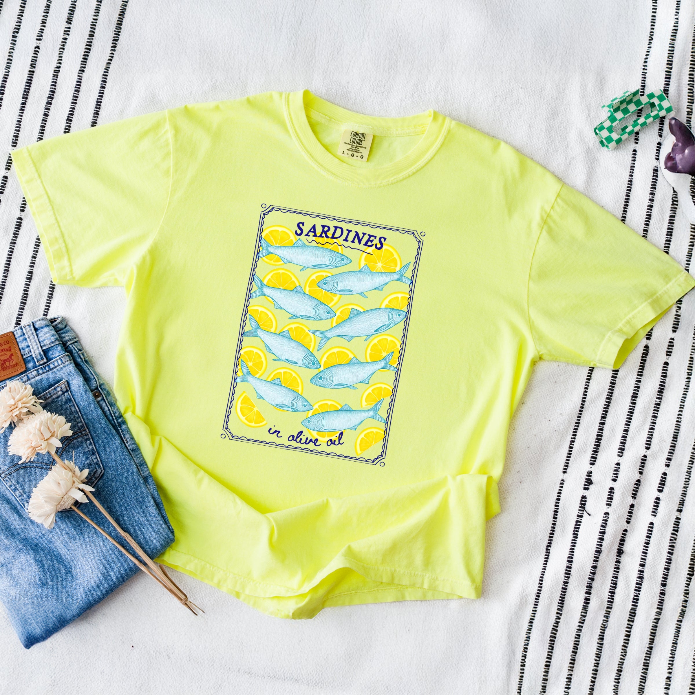 Sardines In Olive Oil - Women's Garment Dyed Graphic T-Shirt