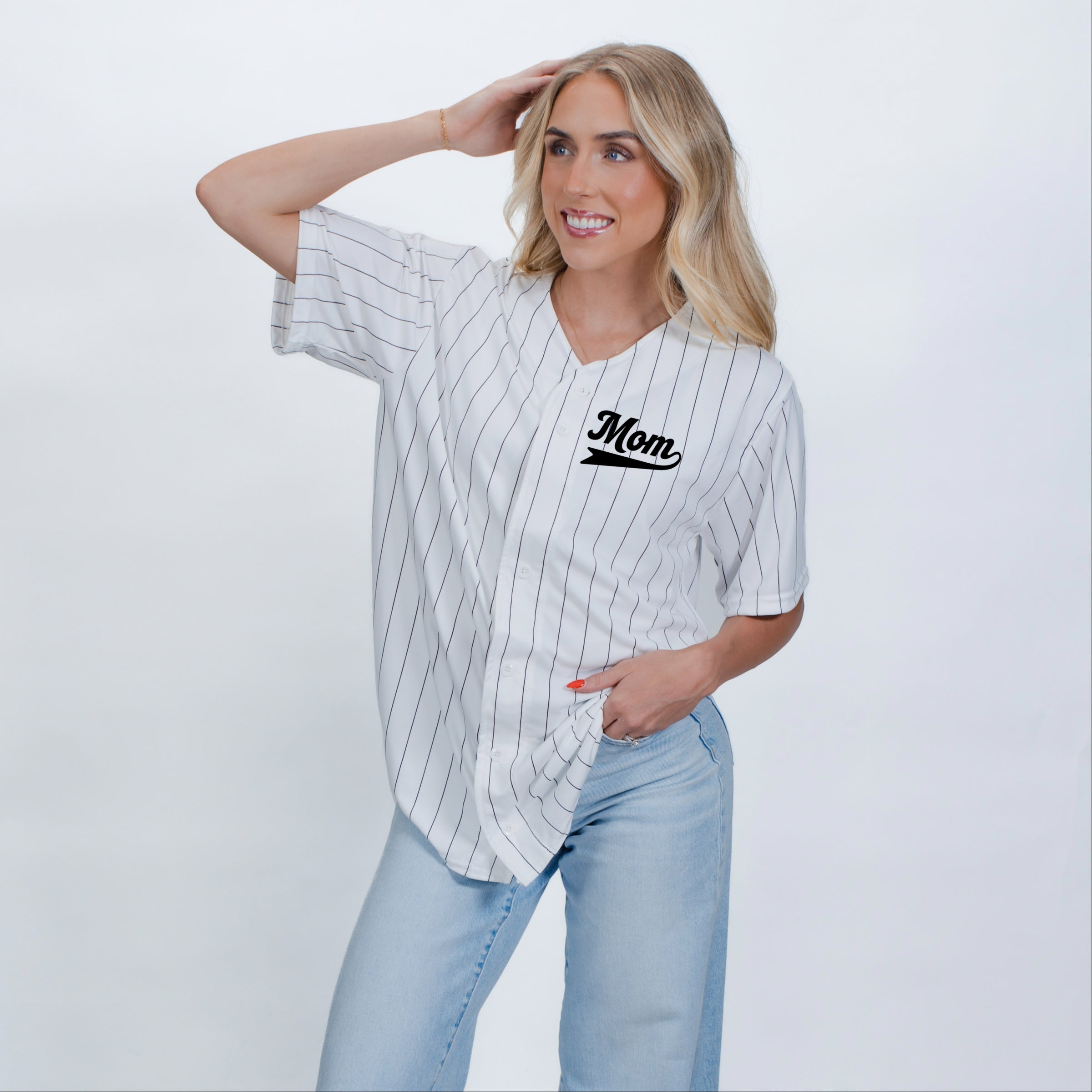 Motherhood University Jersey - Striped Baseball Jersey
