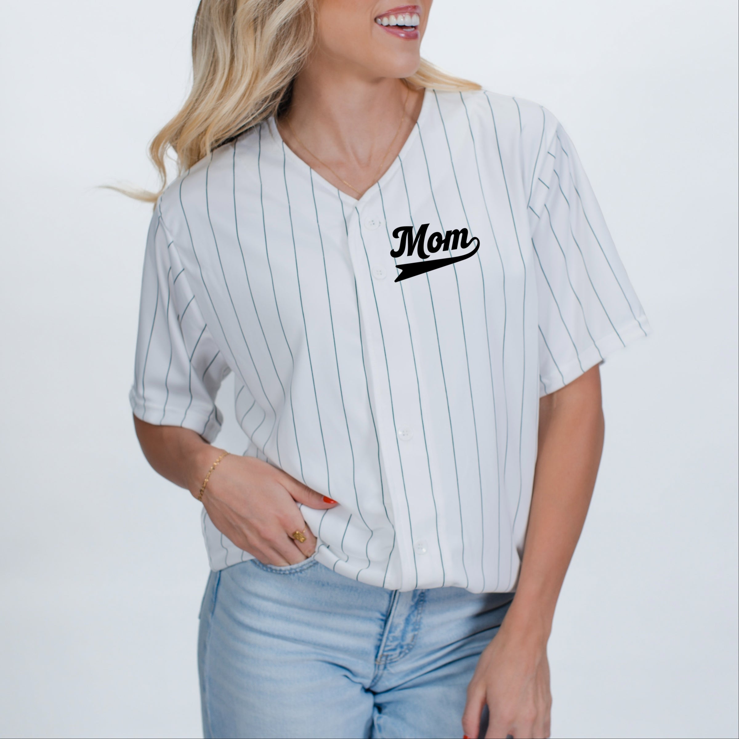 Motherhood University Jersey - Striped Baseball Jersey