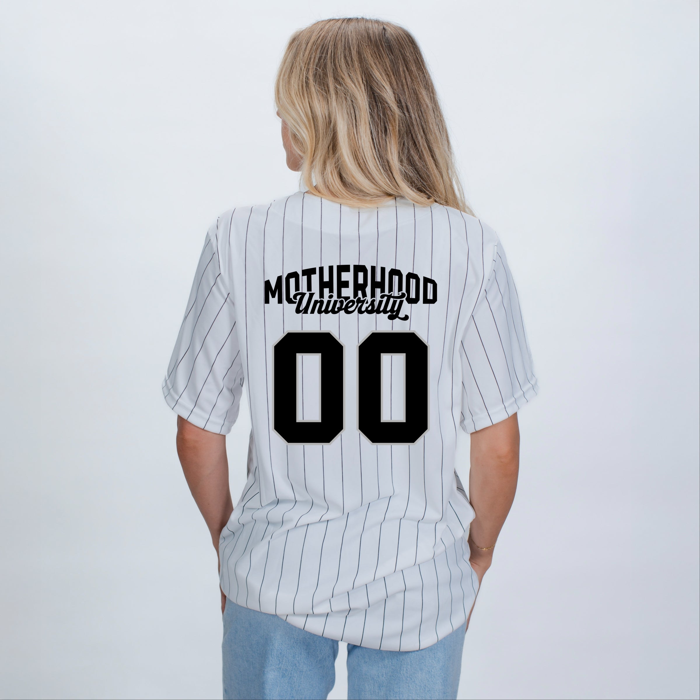 Motherhood University Jersey  - Striped Baseball Jersey