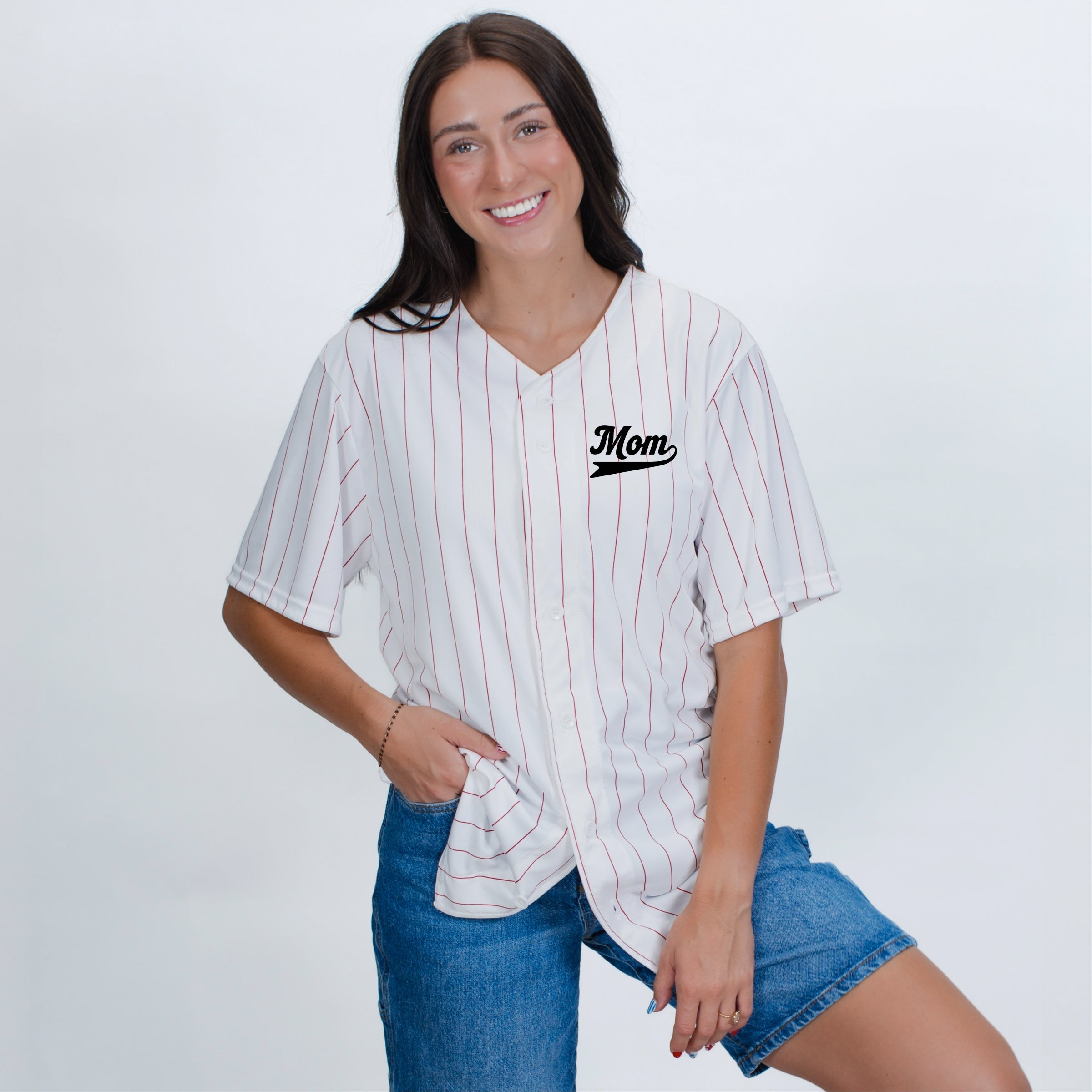 Motherhood University Jersey - Striped Baseball Jersey