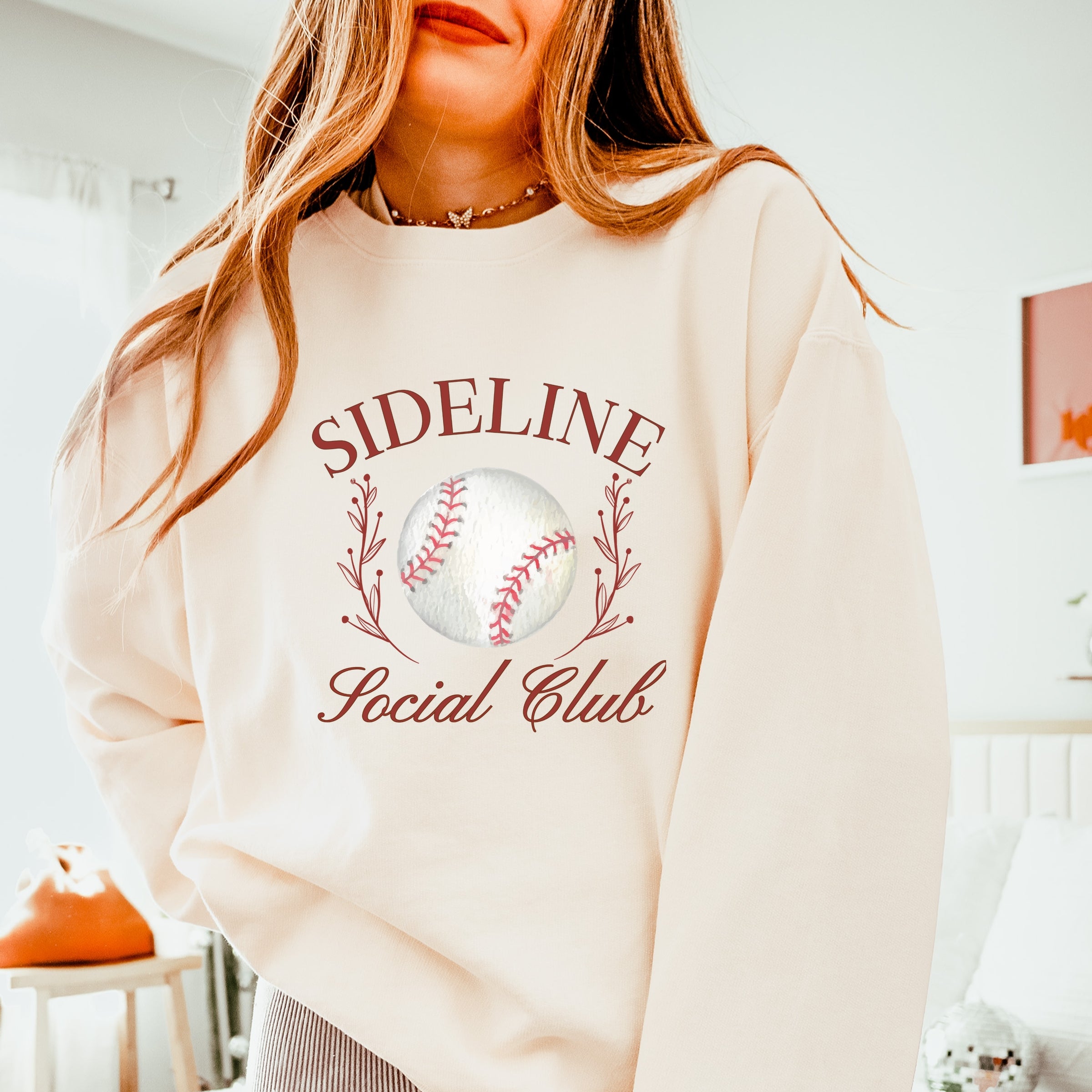 Baseball Sideline Social Club - Women's Lightweight Garment Dyed Sweatshirt