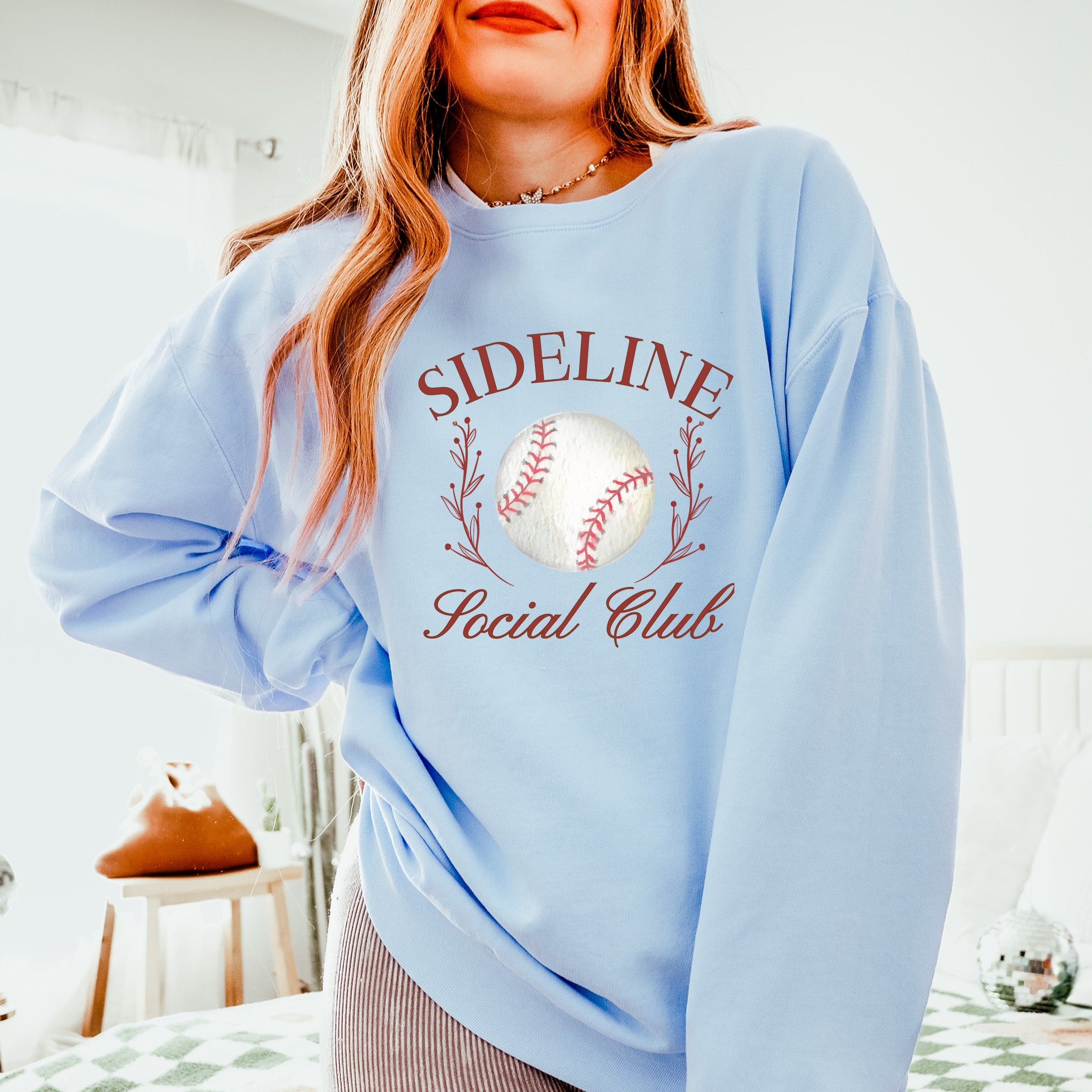 Baseball Sideline Social Club - Women's Lightweight Garment Dyed Sweatshirt