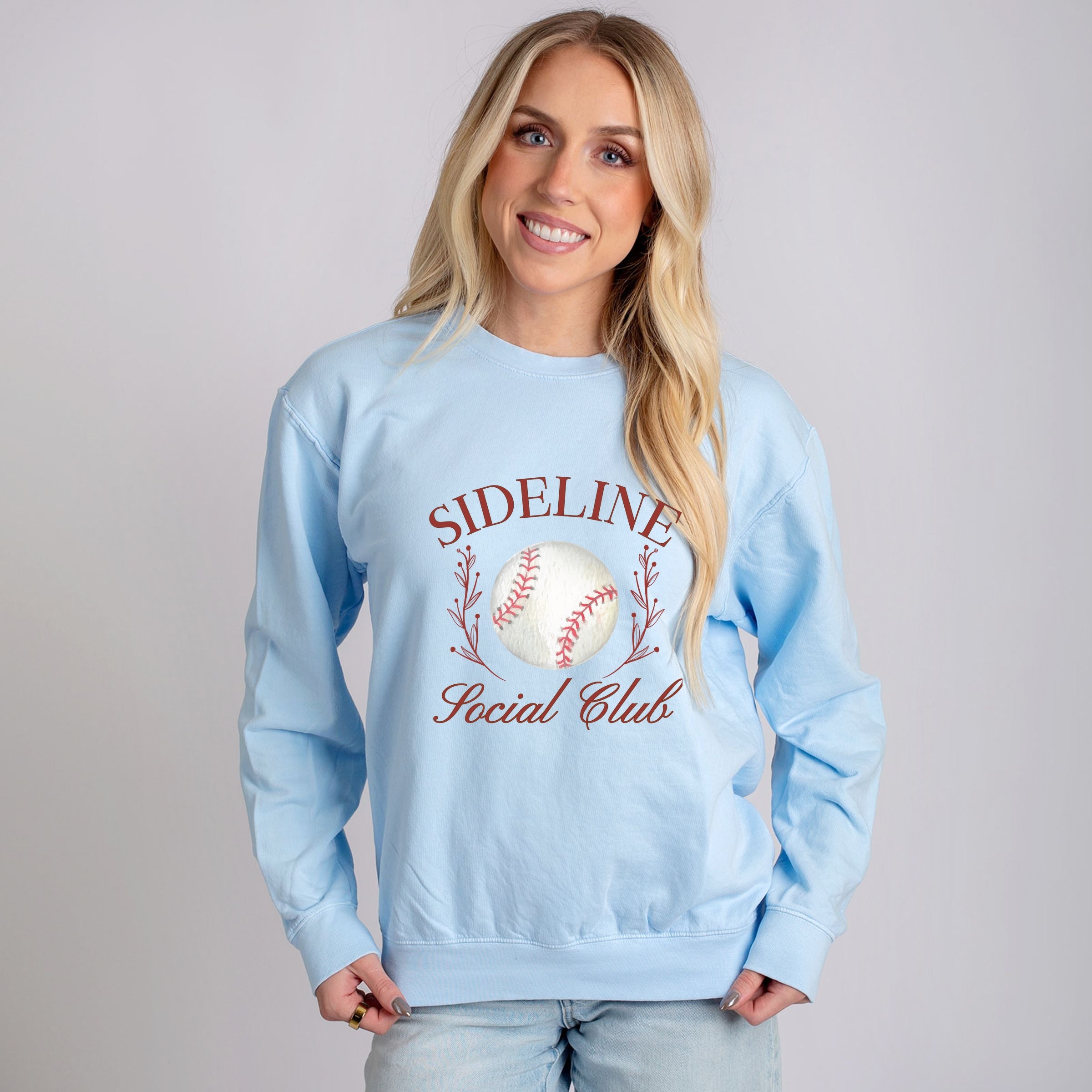 Baseball Sideline Social Club - Women's Lightweight Garment Dyed Sweatshirt