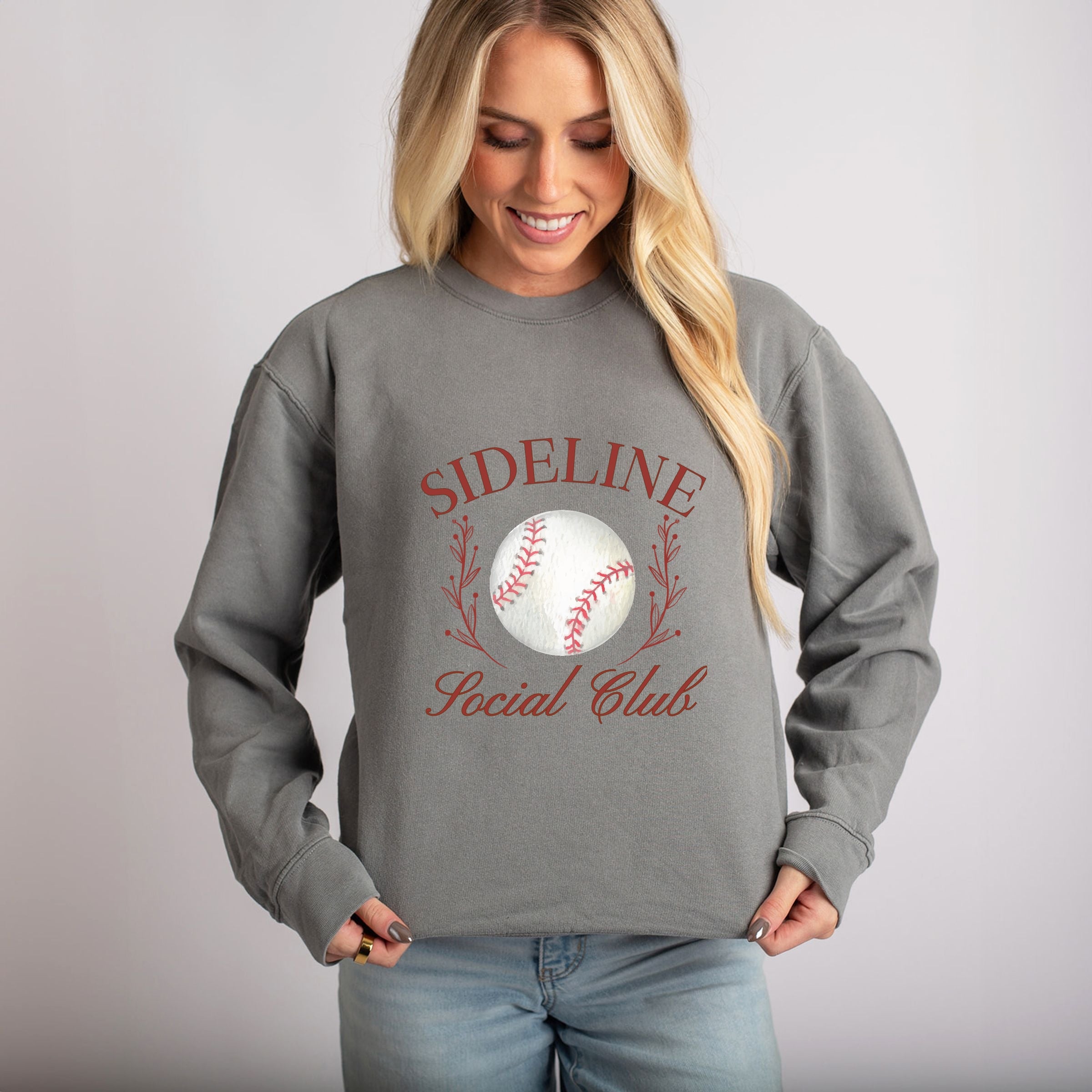 Baseball Sideline Social Club - Women's Lightweight Garment Dyed Sweatshirt