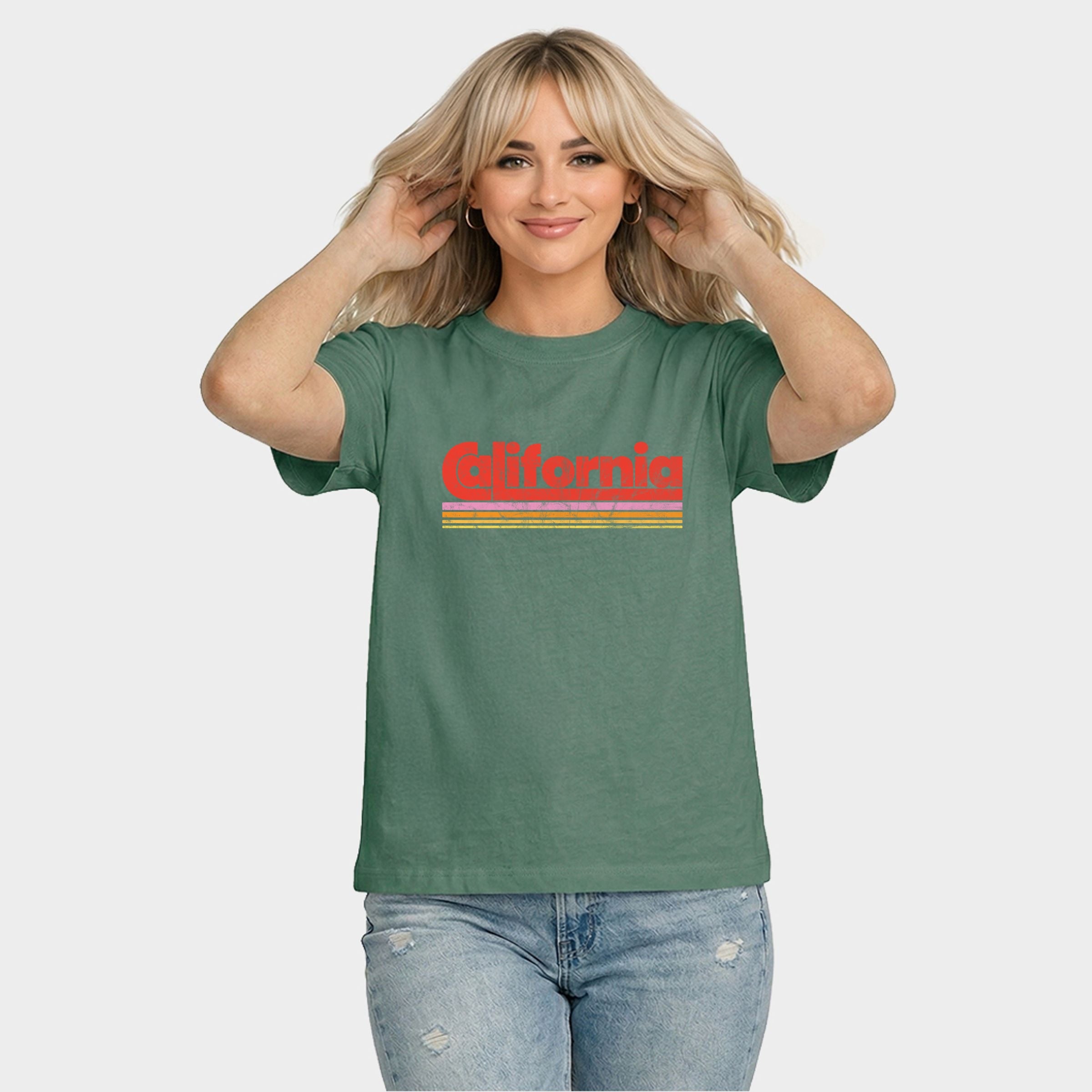 California Retro Stripes - Women's Relaxed Boxy Tee