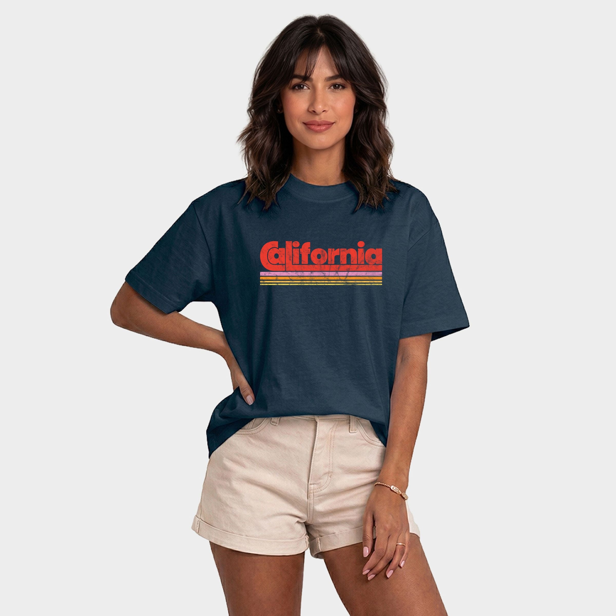 California Retro Stripes - Women's Relaxed Boxy Tee