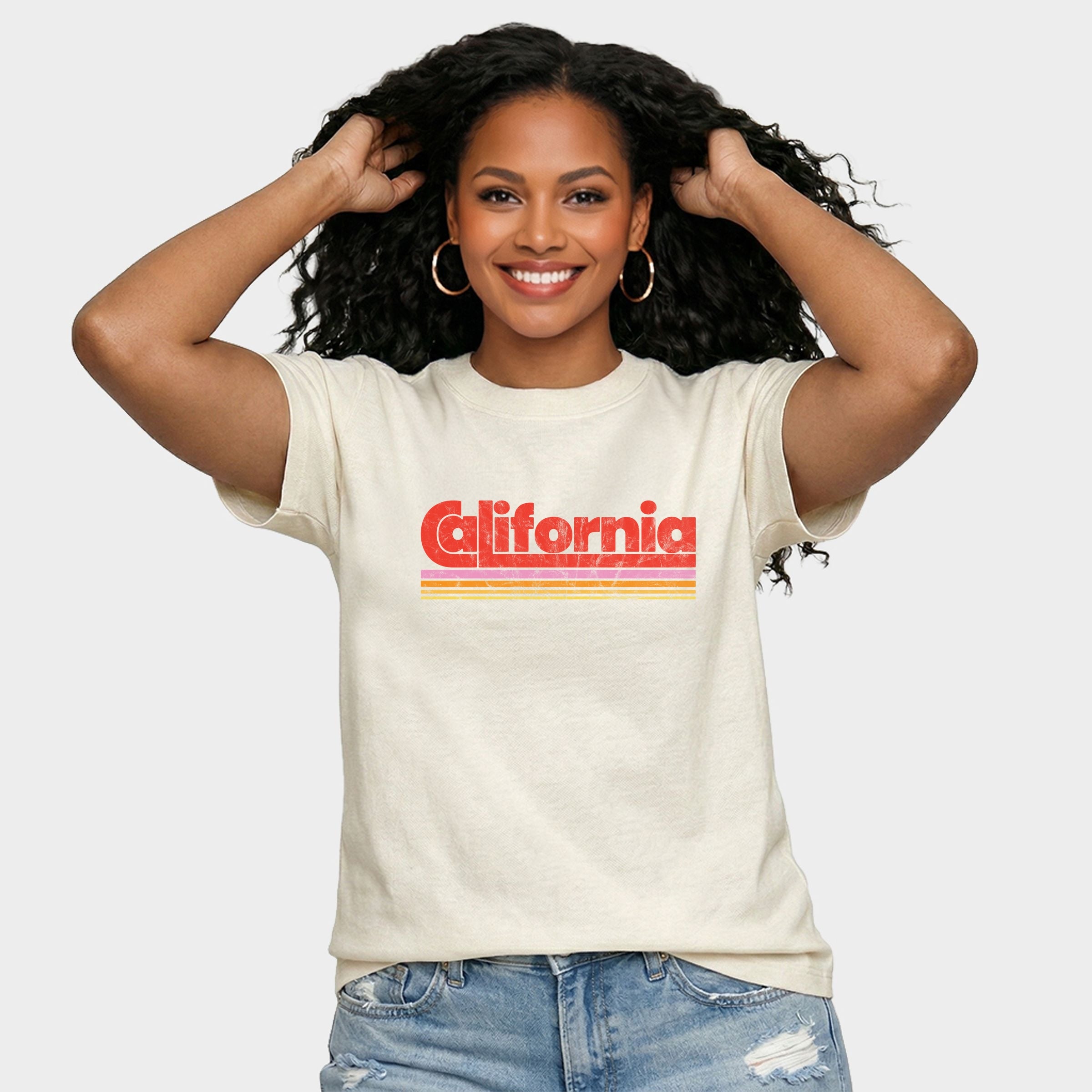 California Retro Stripes - Women's Relaxed Boxy Tee