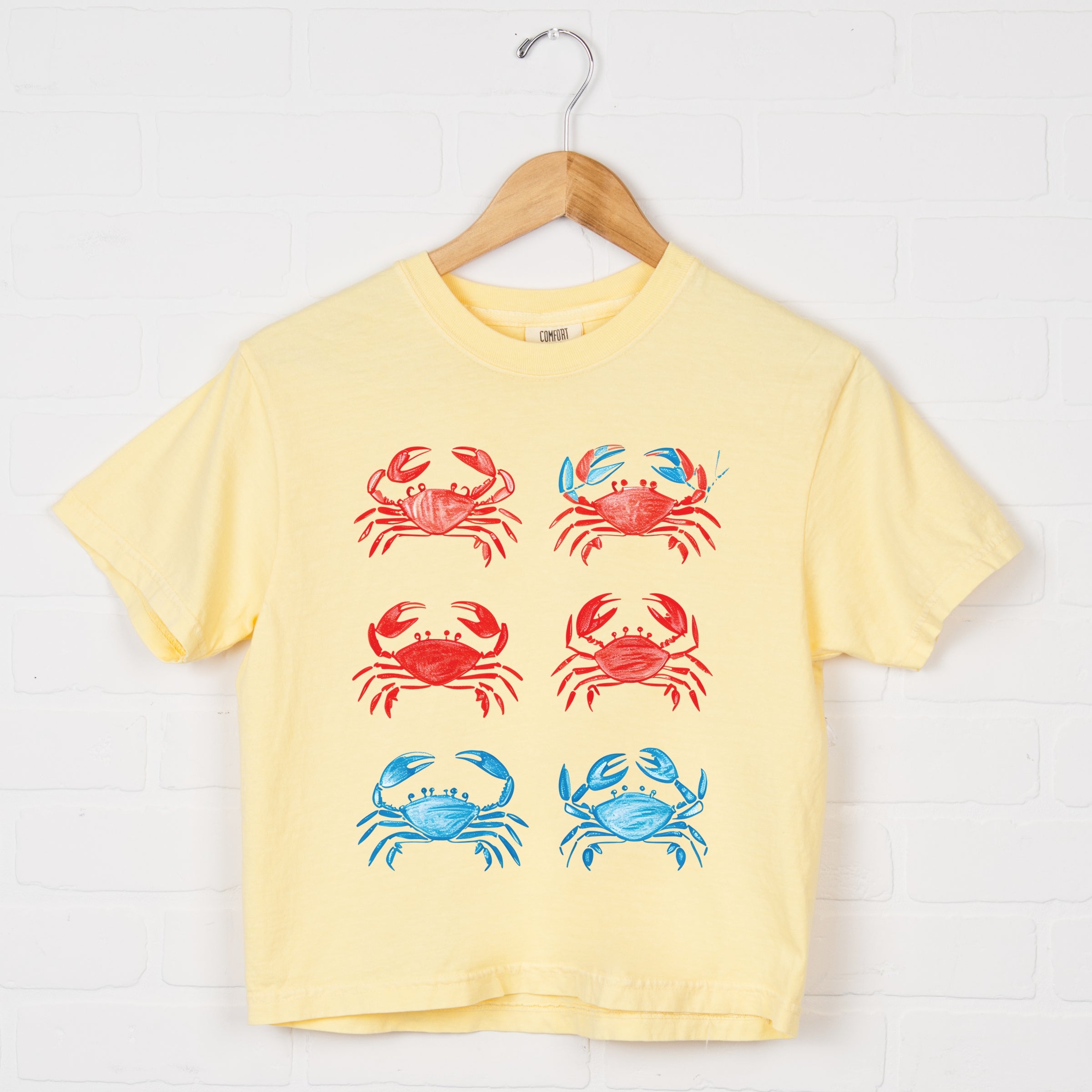 Six Crabs Sketched - Women's Boxy Crop Top Graphic T-Shirt