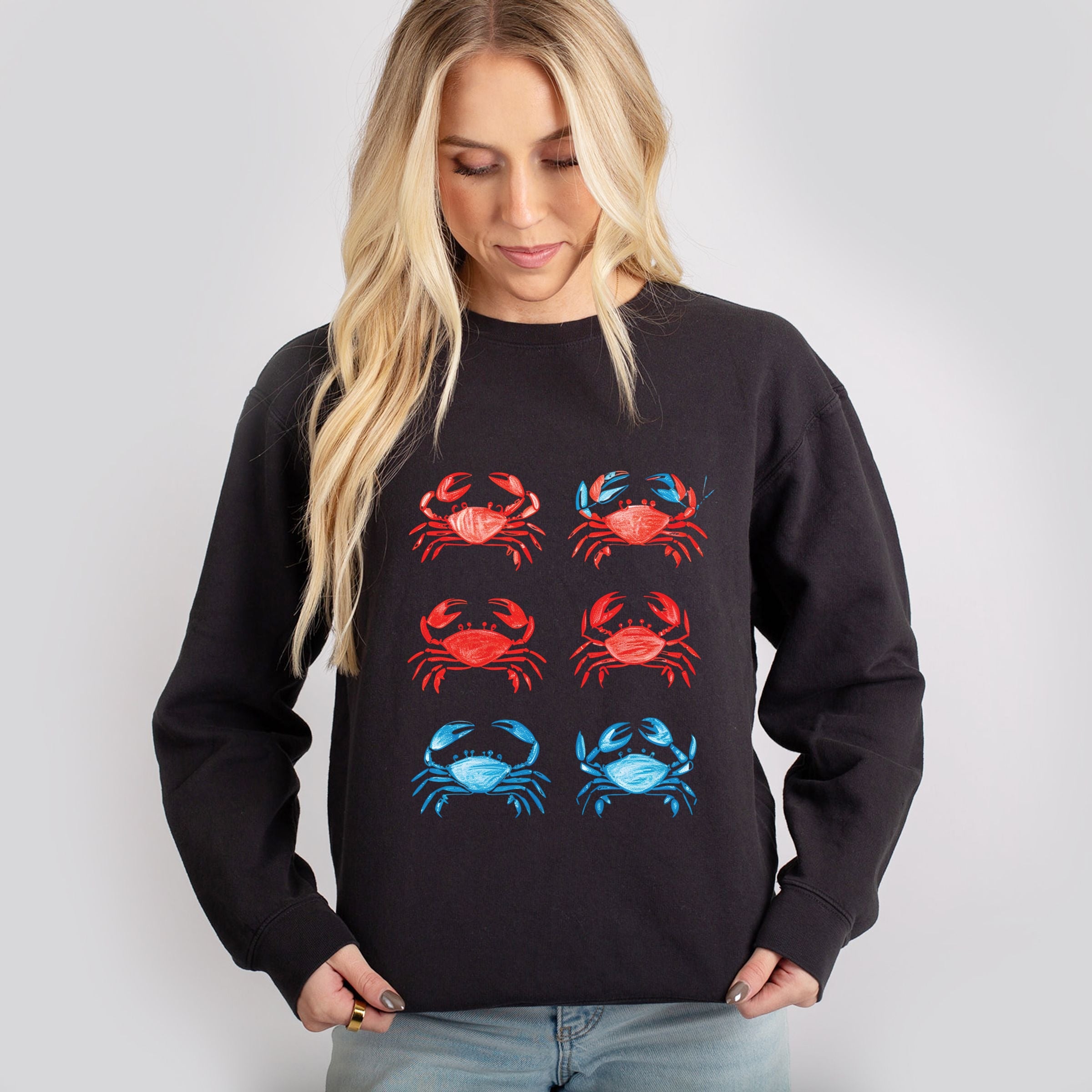 Six Crabs Sketched - Women's Lightweight Garment Dyed Sweatshirt