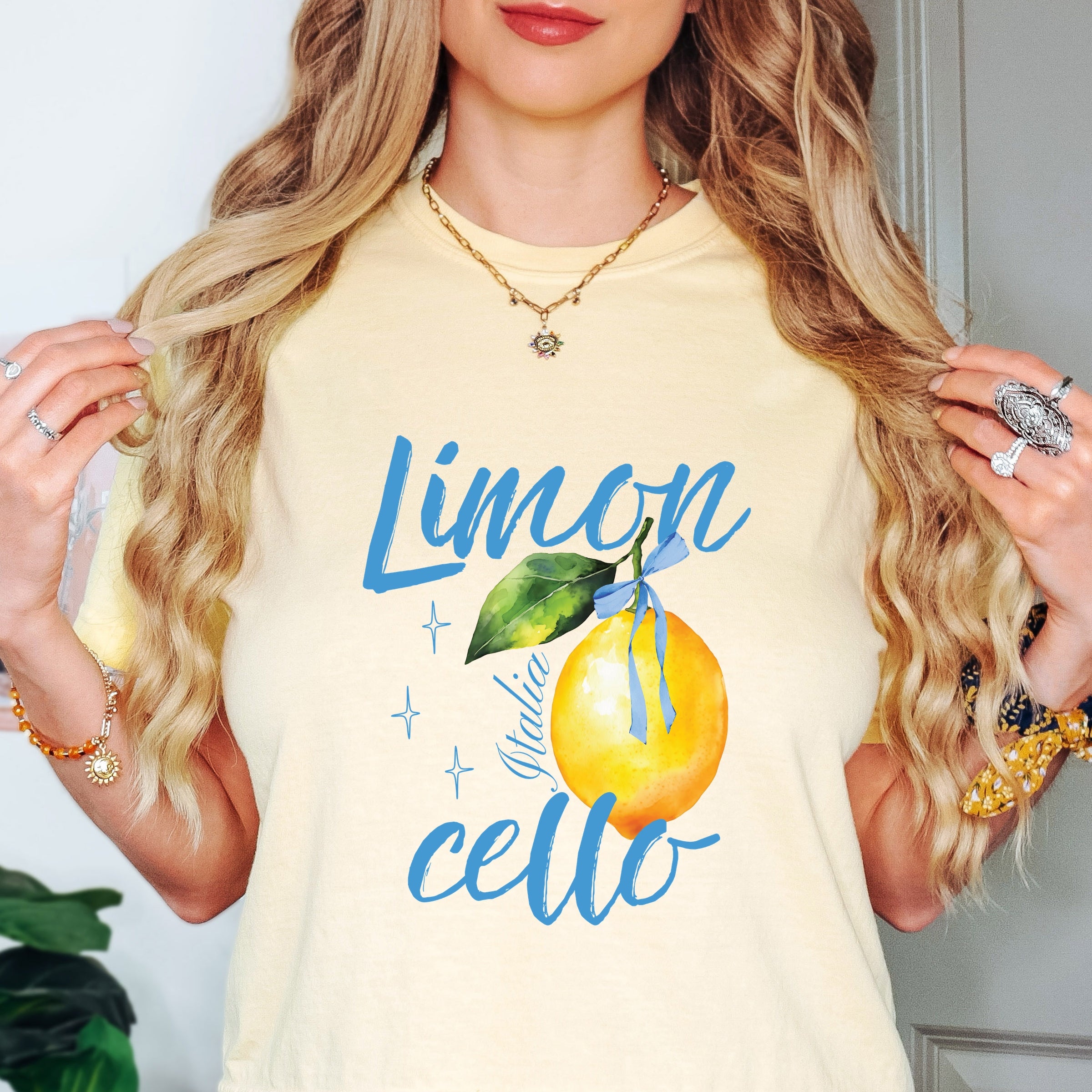 Limoncello Watercolor - Women's Boxy Crop Top Graphic T-Shirt