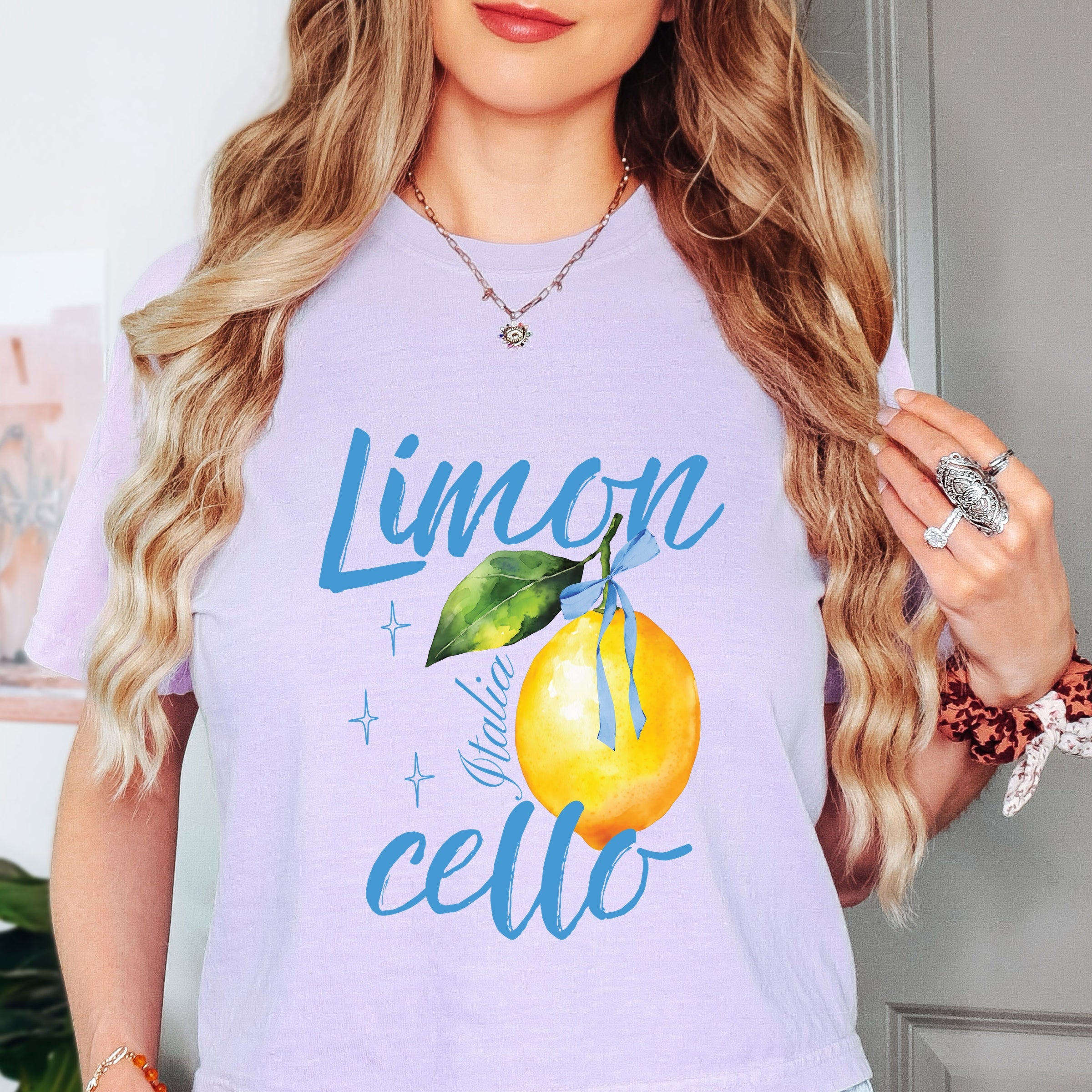 Limoncello Watercolor - Women's Boxy Crop Top Graphic T-Shirt