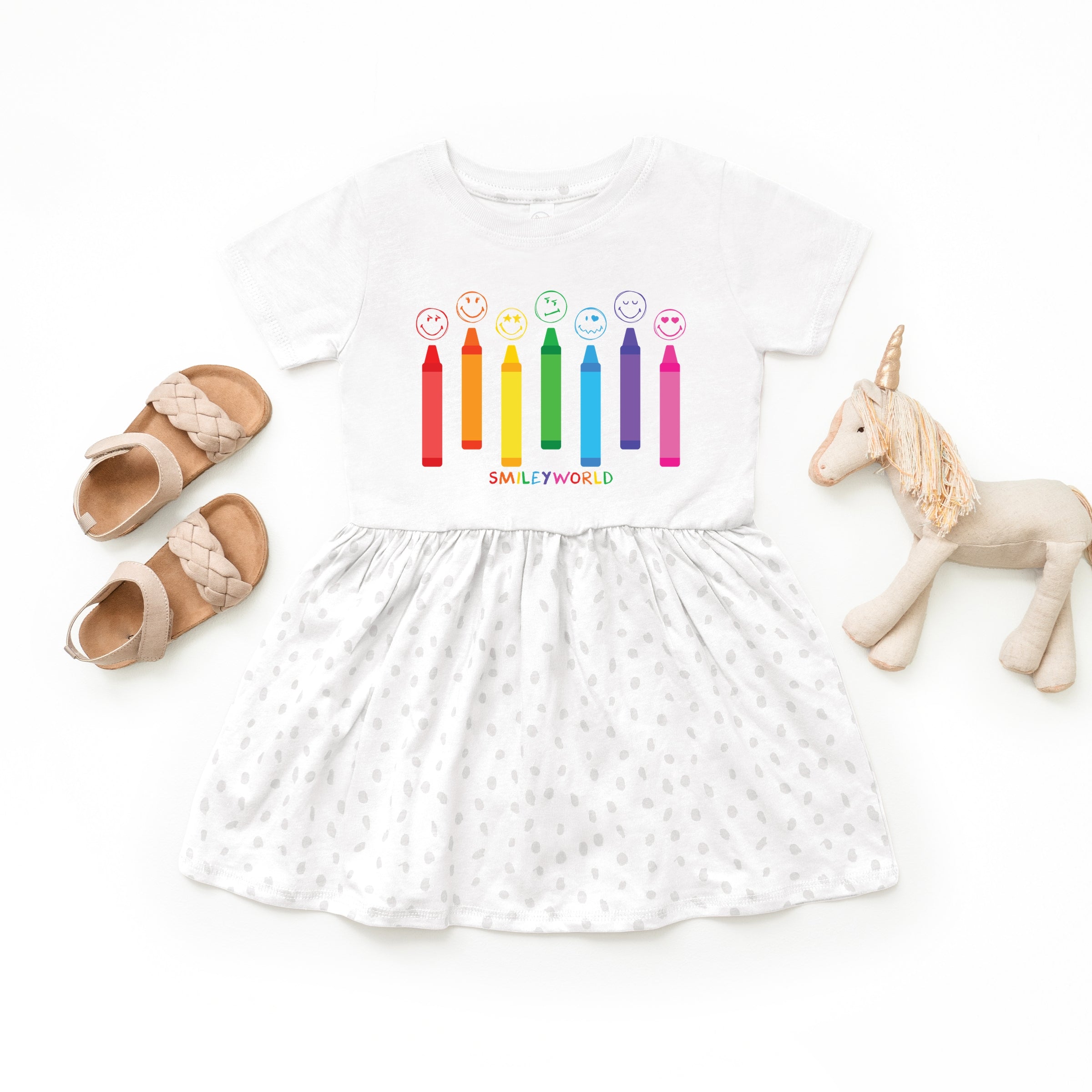 SmileyWorld Crayons Sketched - Toddler Graphic Dress