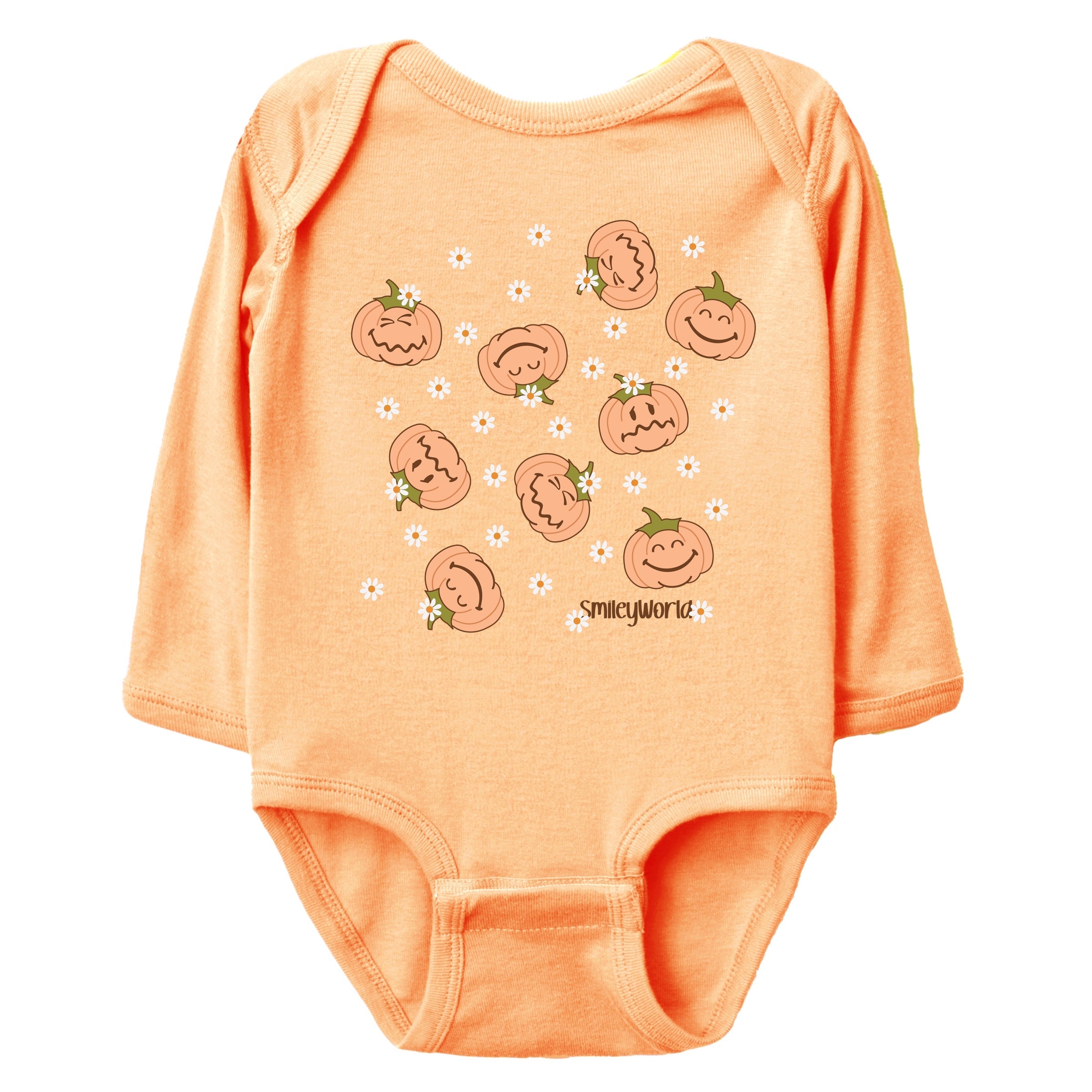 SmileyWorld Pumpkin Collage Daisies - Baby Long Sleeve Bodysuit