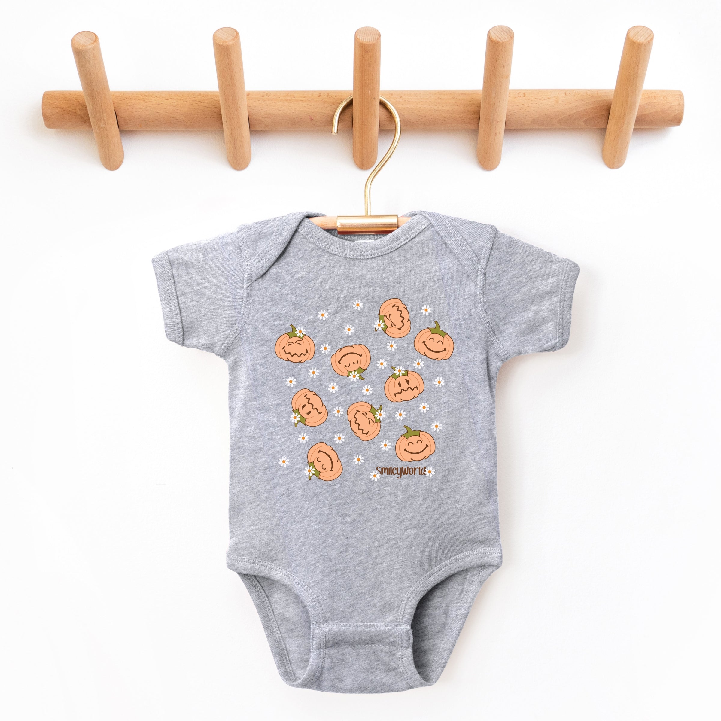 SmileyWorld Pumpkin Collage Daisies - Baby Short Sleeve Graphic Bodysuit