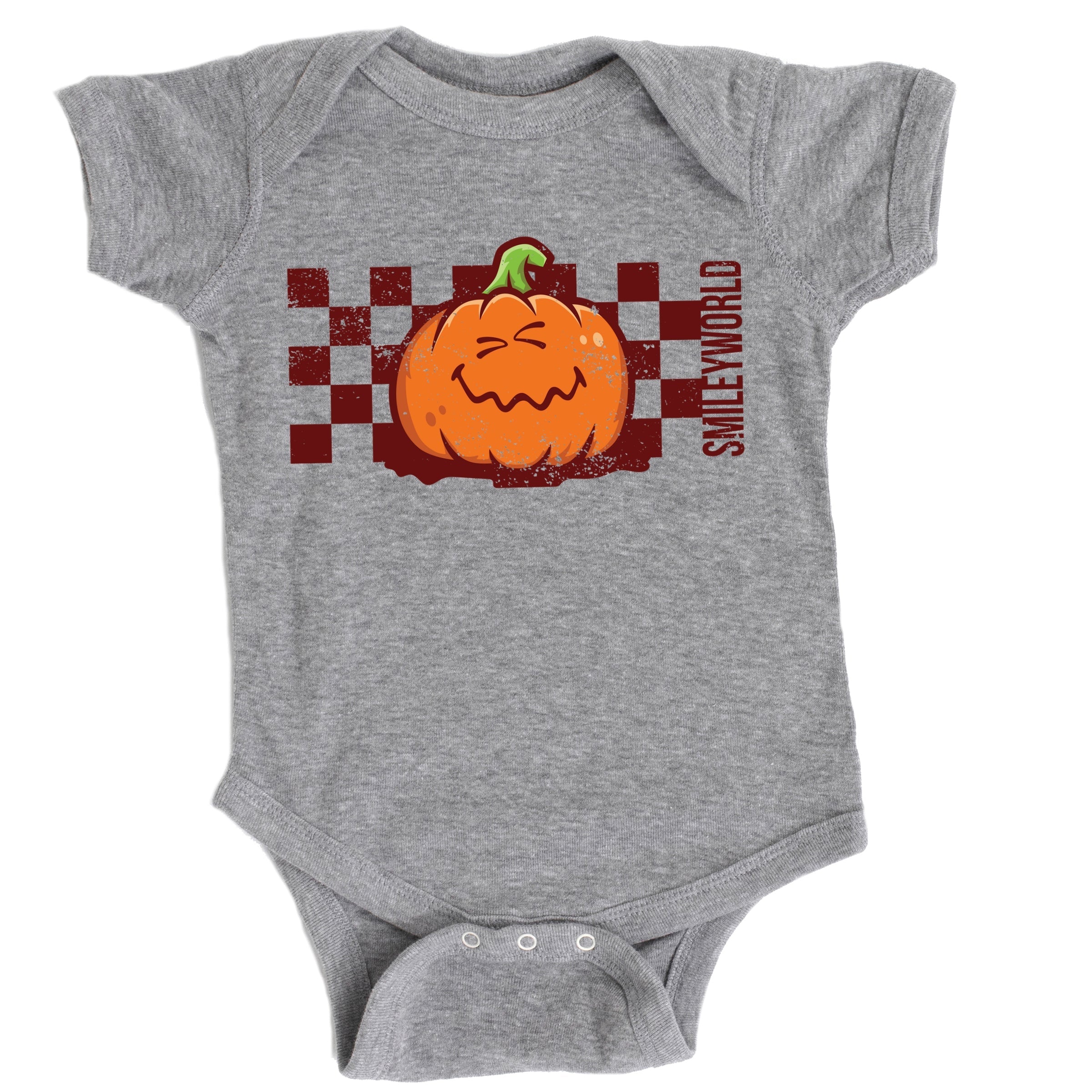 SmileyWorld Pumpkin Face Checkered - Baby Short Sleeve Graphic Bodysuit