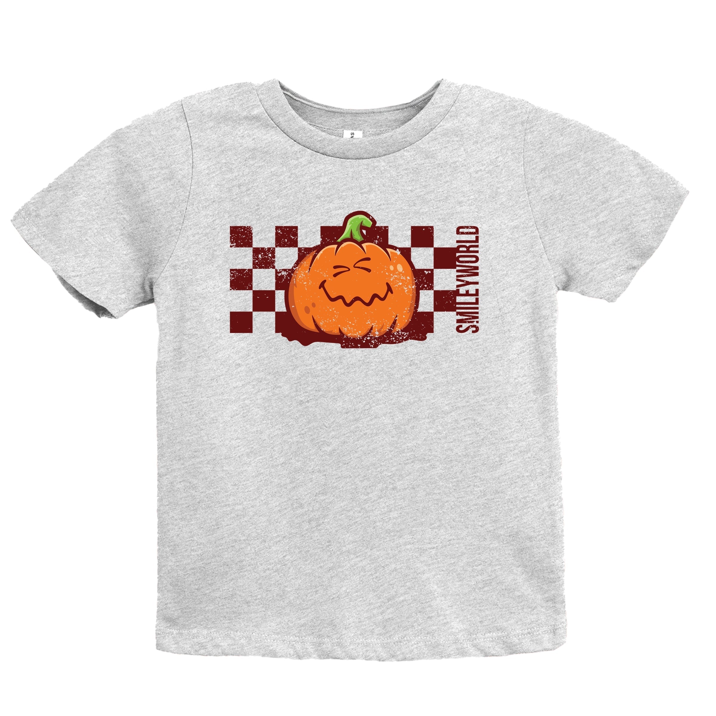 SmileyWorld Pumpkin Face Checkered - Youth Short Sleeve Graphic T-Shirt and Toddler Short Sleeve Graphic T-Shirt