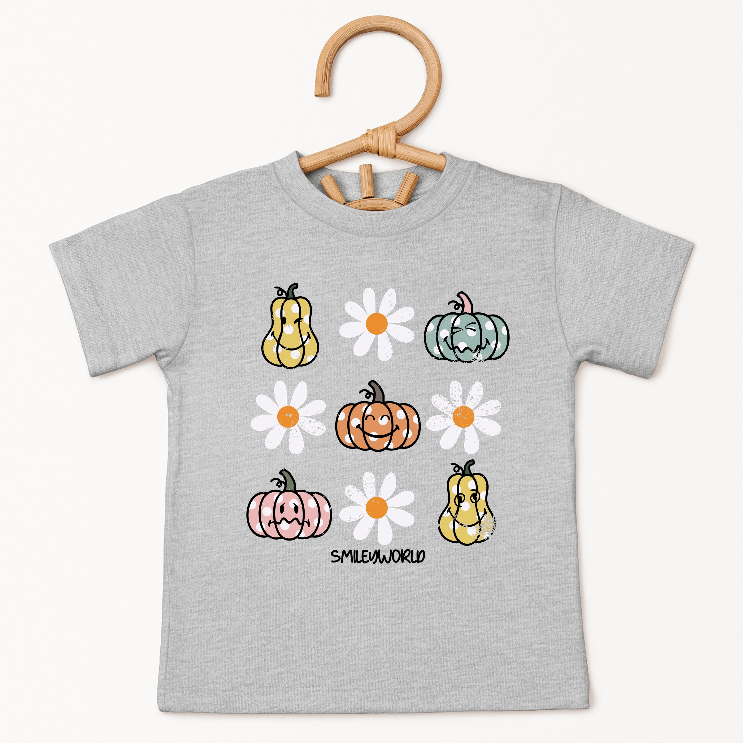 SmileyWorld Pumpkin Daisies Chart - Youth Short Sleeve Graphic T-Shirt and Toddler Short Sleeve Graphic T-Shirt