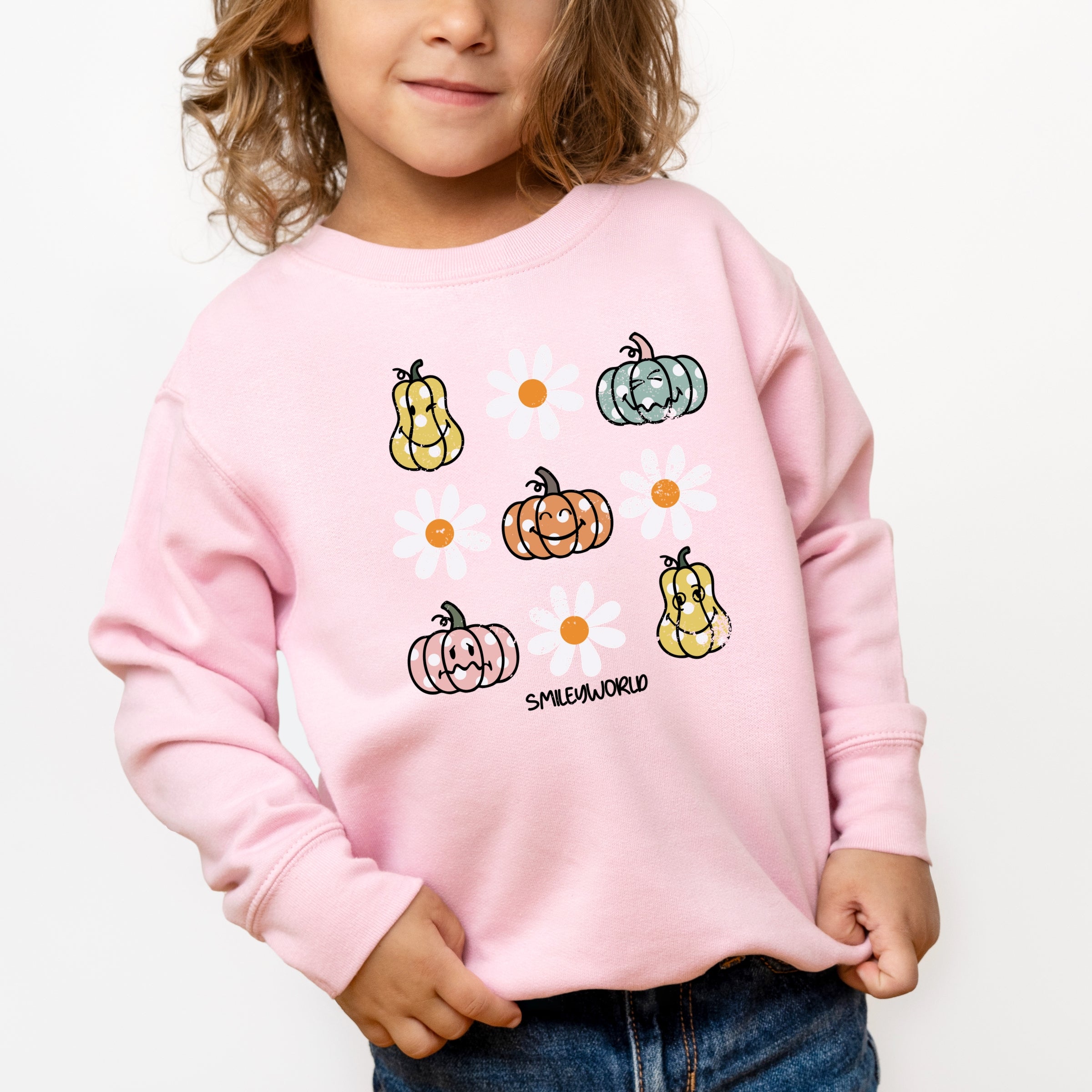 SmileyWorld Pumpkin Daisies Chart - Toddler Graphic Sweatshirt and Youth Graphic Sweatshirt