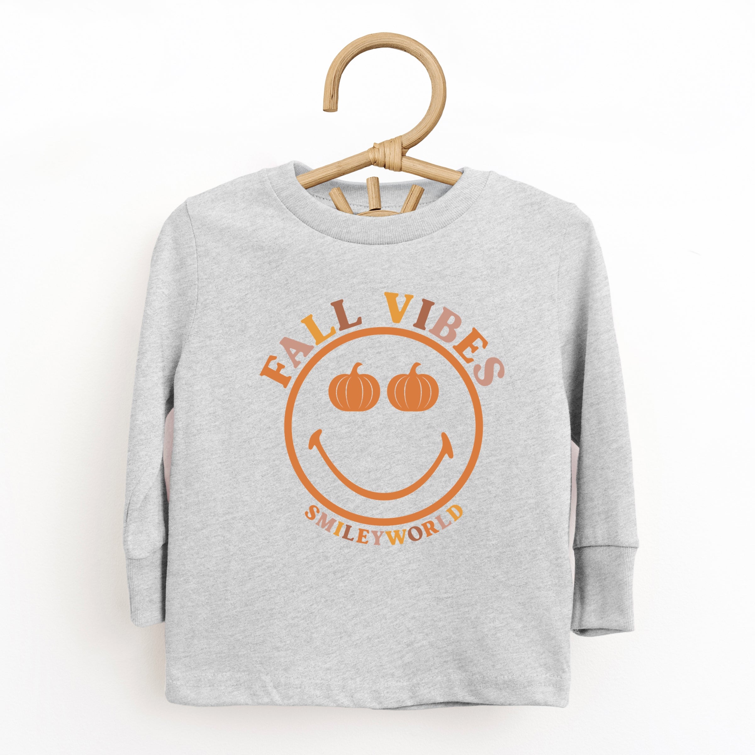SmileyWorld Fall Vibes - Toddler Long Sleeve Graphic Tee and Youth Long Sleeve Graphic T-Shirt