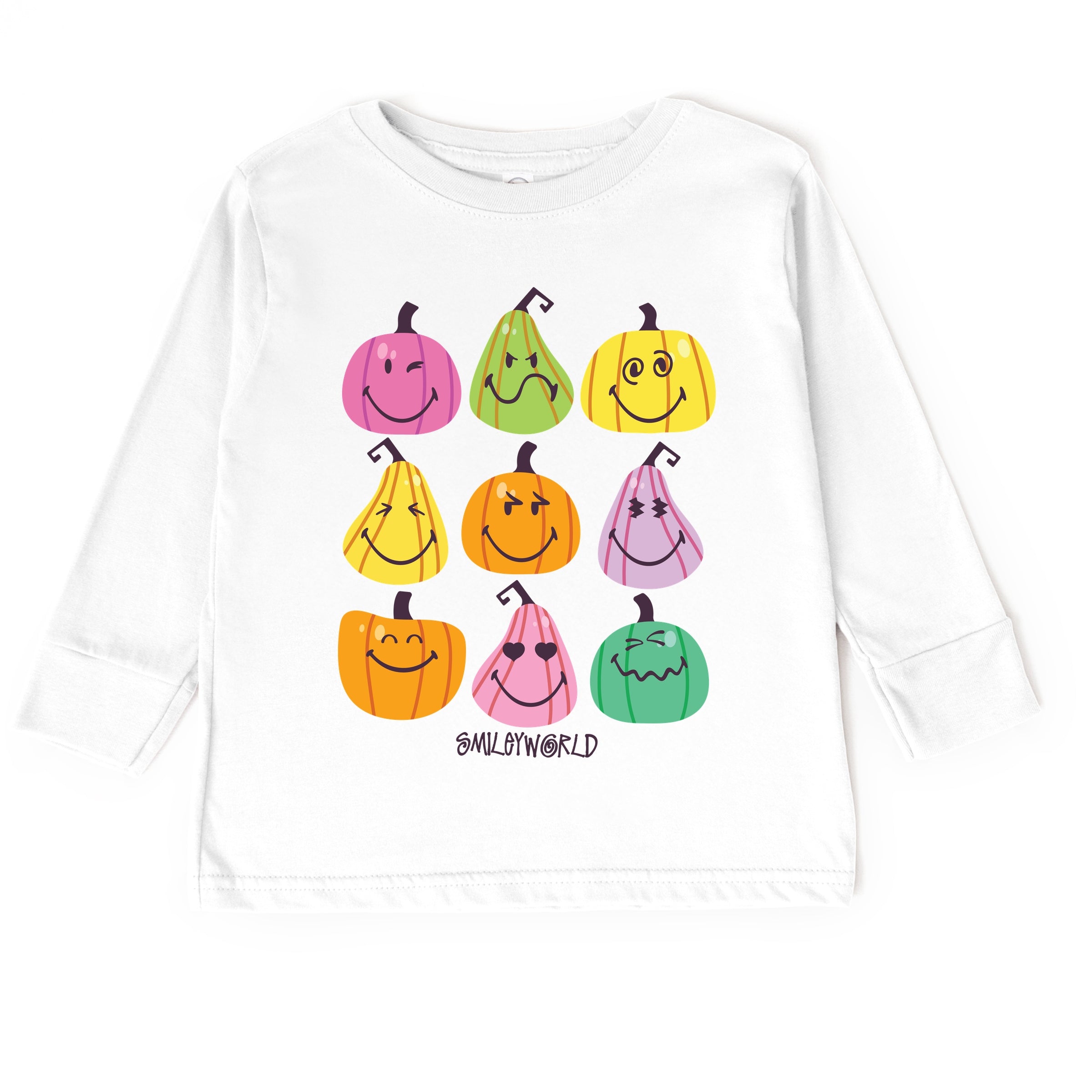 SmileyWorld Bright Pumpkins Chart - Youth Long Sleeve Tee and Toddler Long Sleeve Tee