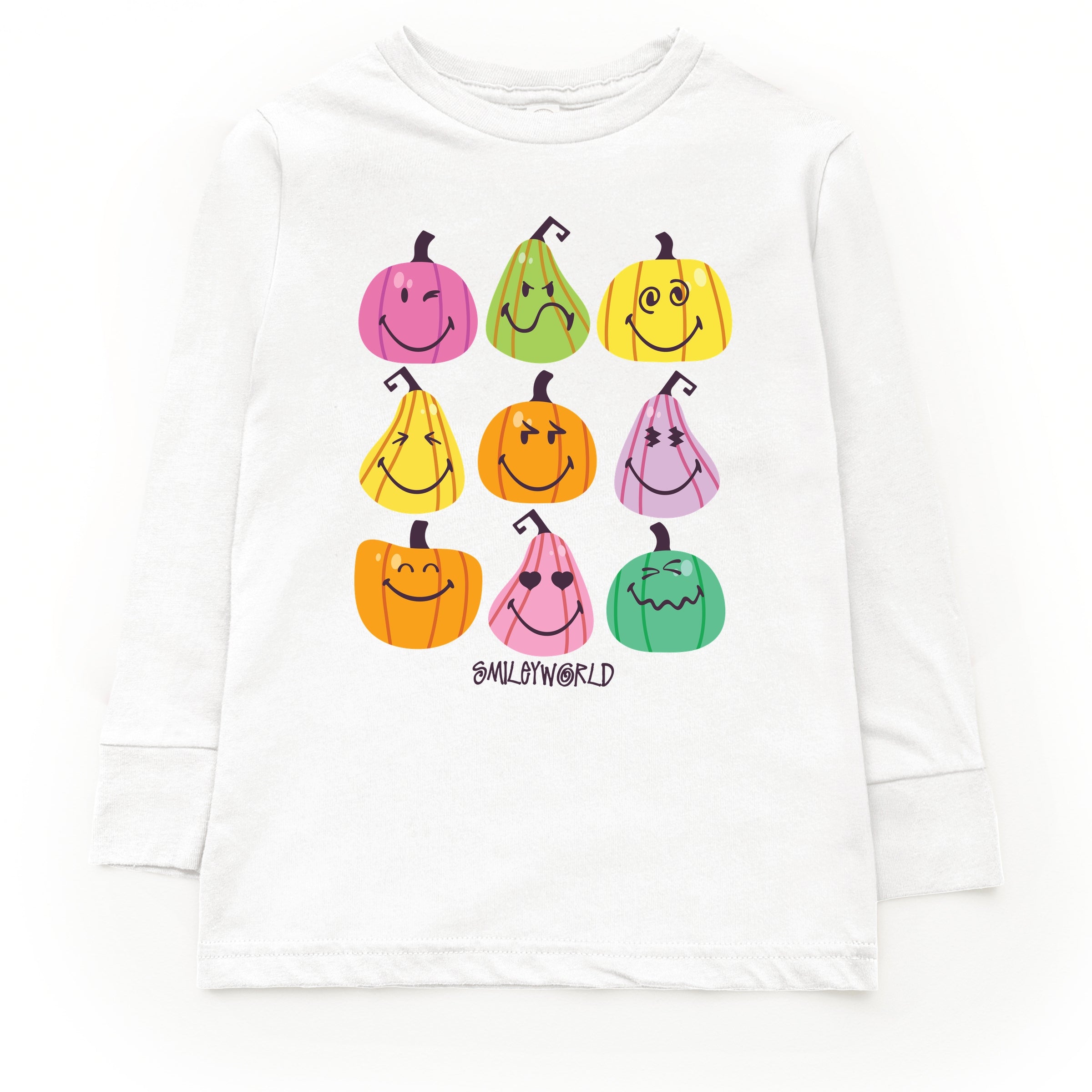 SmileyWorld Bright Pumpkins Chart - Youth Long Sleeve Tee and Toddler Long Sleeve Tee