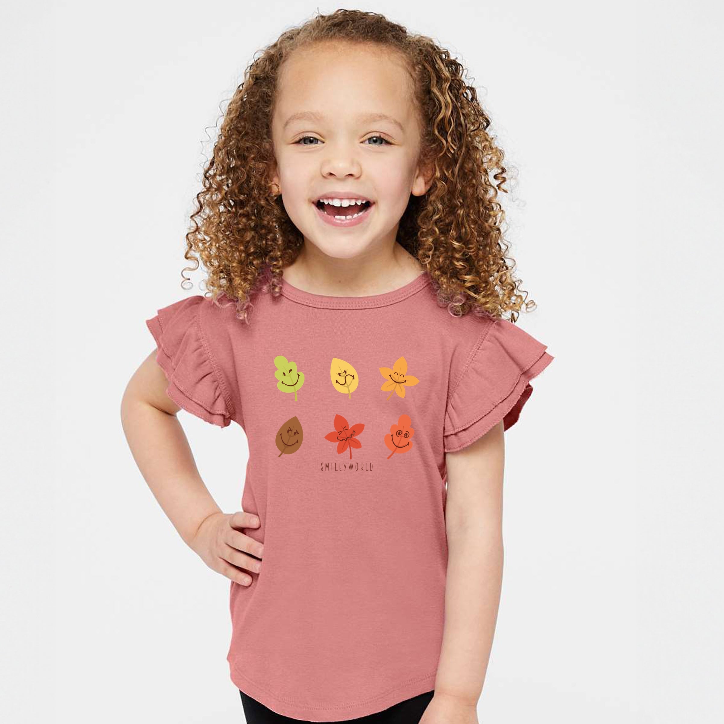 SmileyWorld Fall Leaves - Flutter Sleeve Graphic T-Shirt