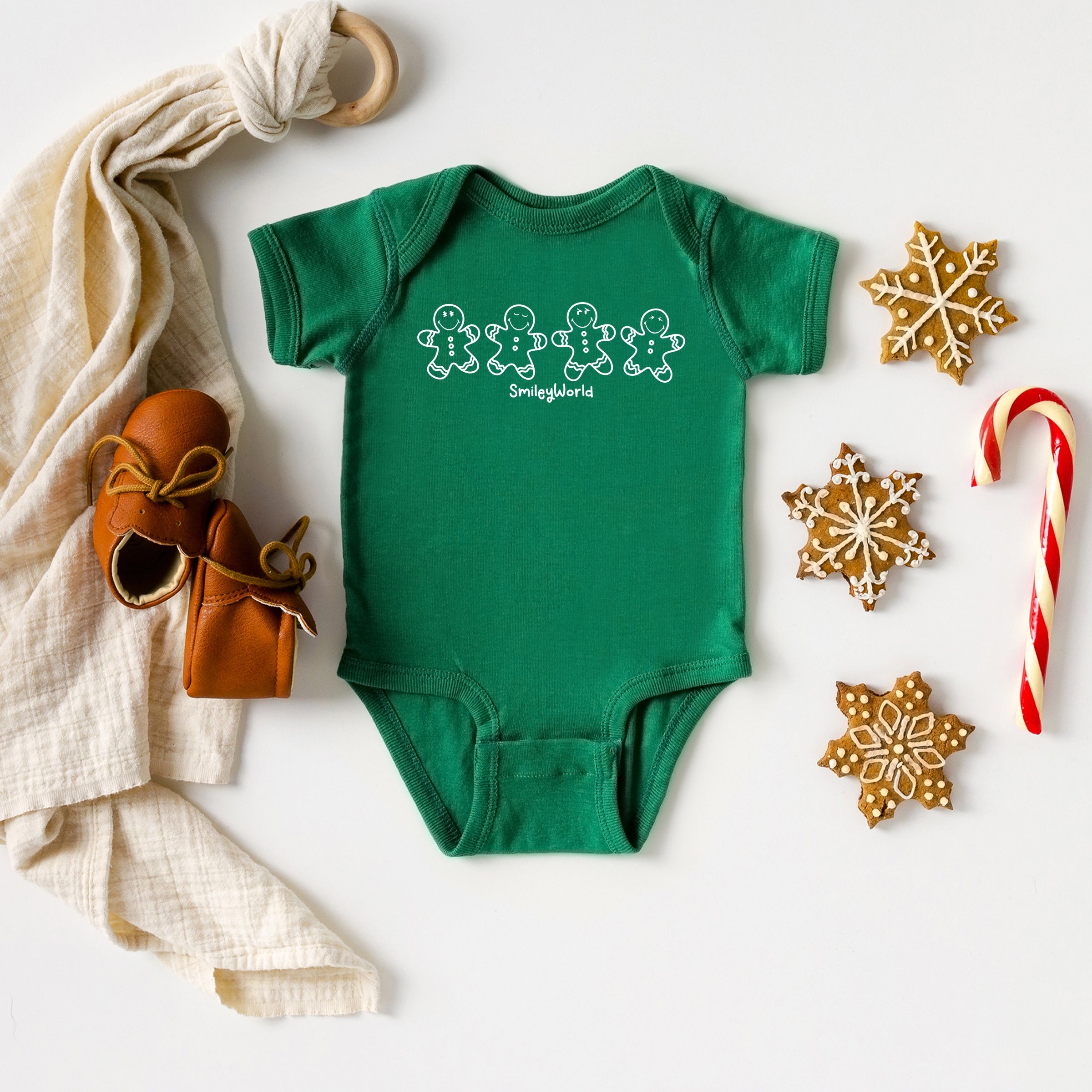 SmileyWorld Gingerbread - Baby Short Sleeve Graphic Bodysuit