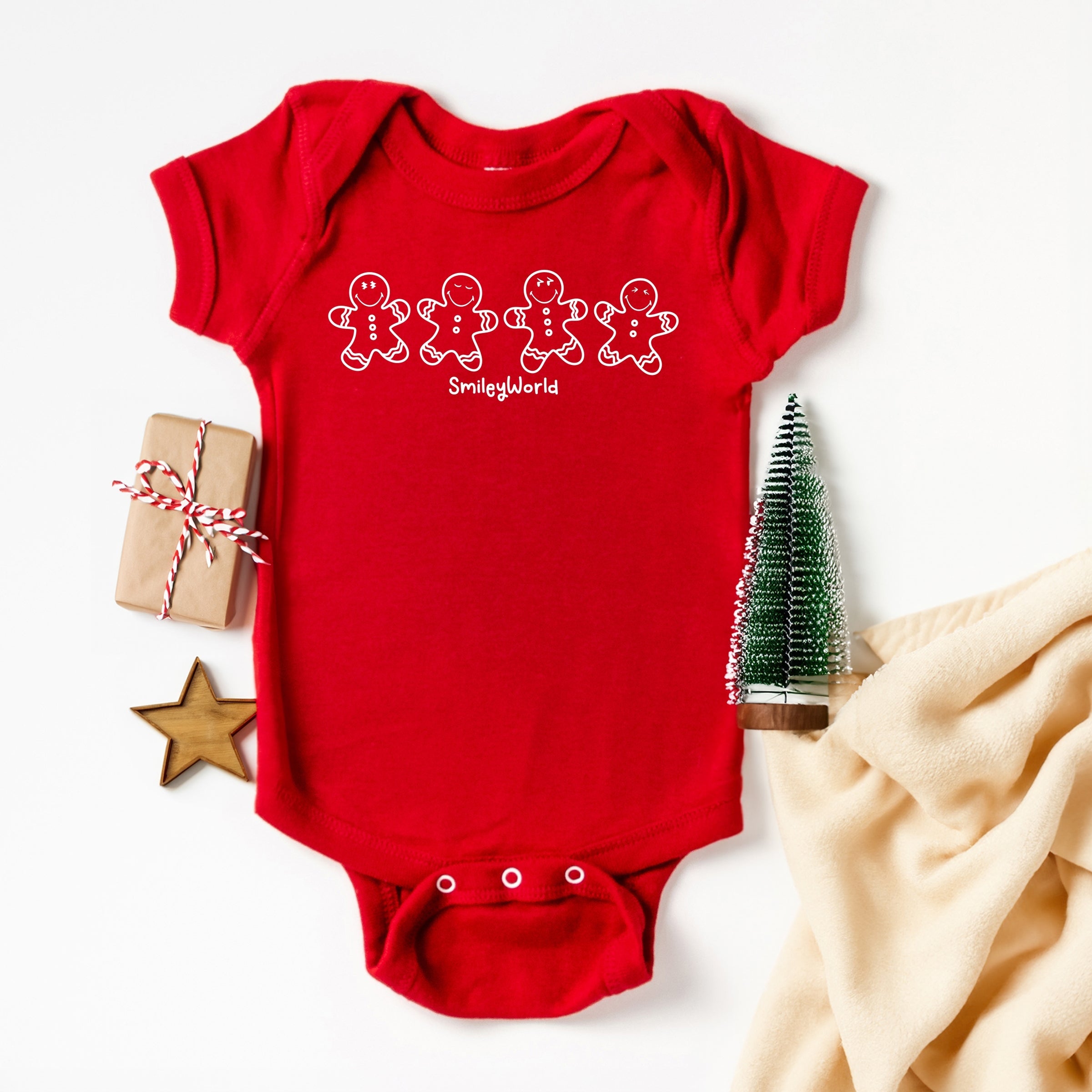 SmileyWorld Gingerbread - Baby Short Sleeve Graphic Bodysuit