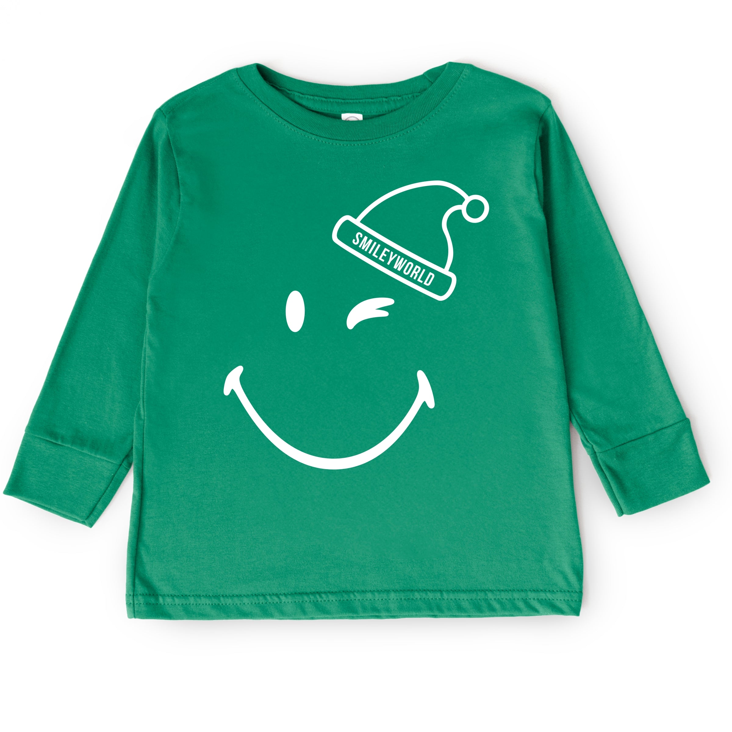 SmileyWorld Santa Hat Outline - Toddler Long Sleeve Graphic Tee and Youth Long Sleeve Graphic T-Shirt