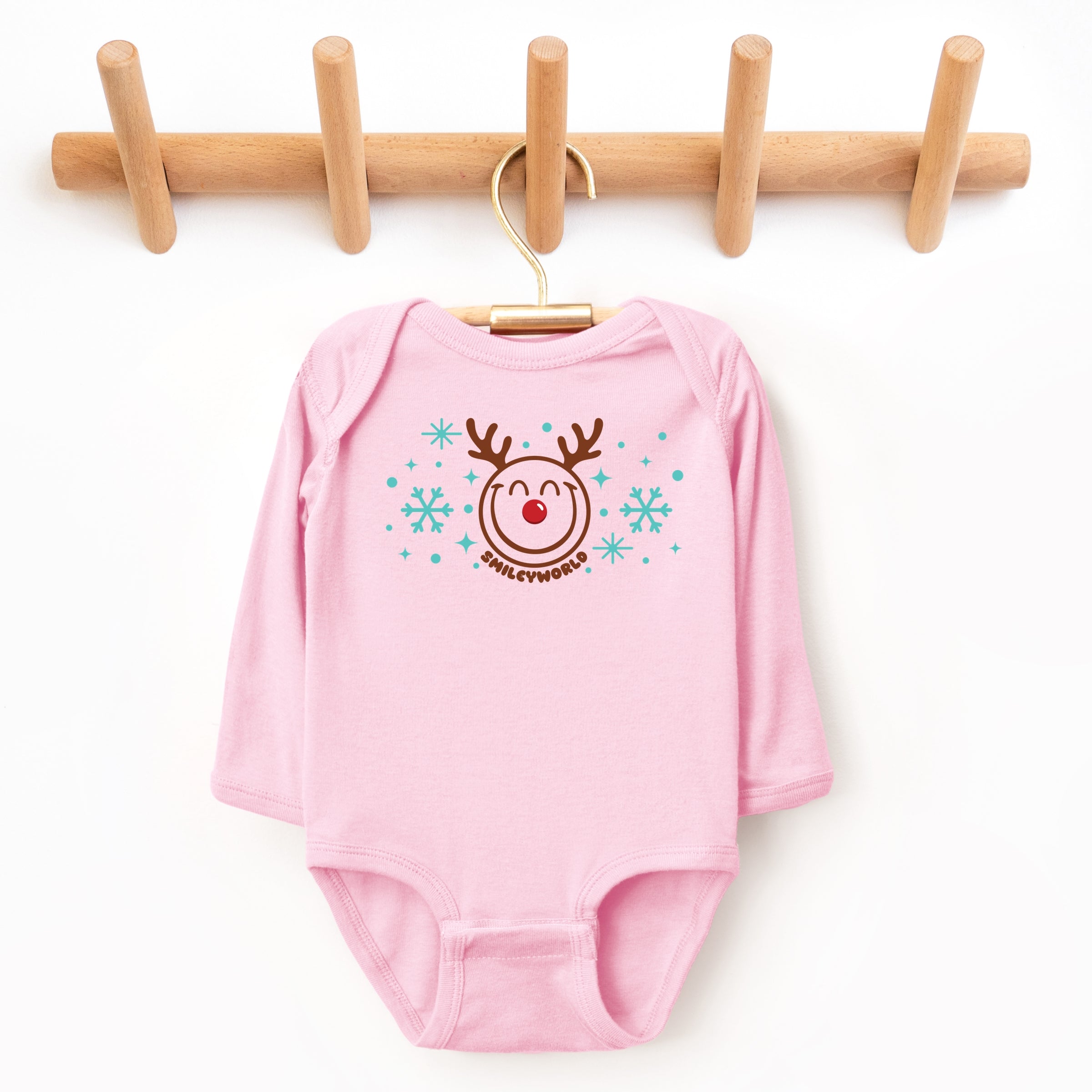 SmileyWorld Reindeer Snowflakes - Baby Long Sleeve Bodysuit