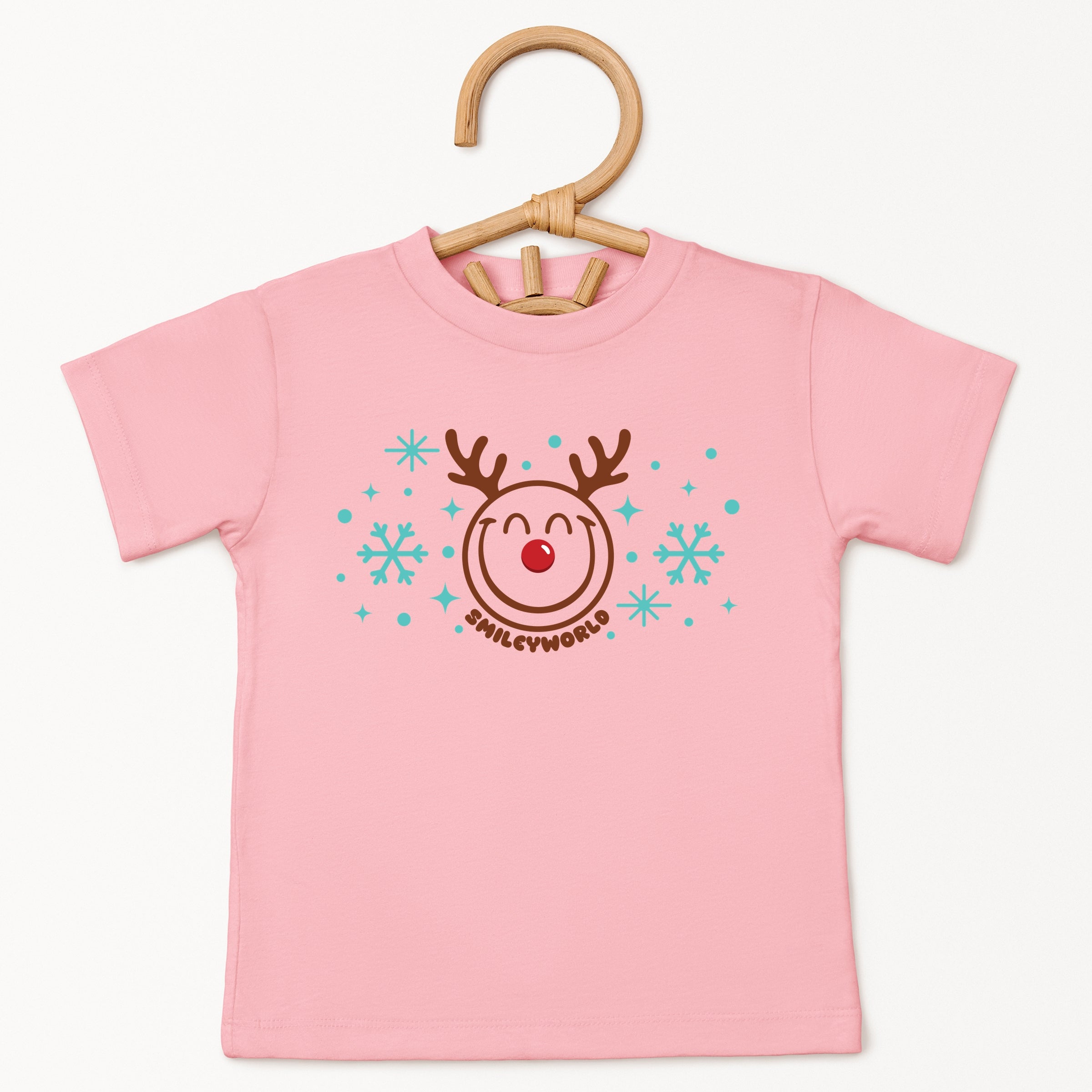 SmileyWorld Reindeer Snowflakes - Youth Short Sleeve Graphic T-Shirt and Toddler Short Sleeve Graphic T-Shirt