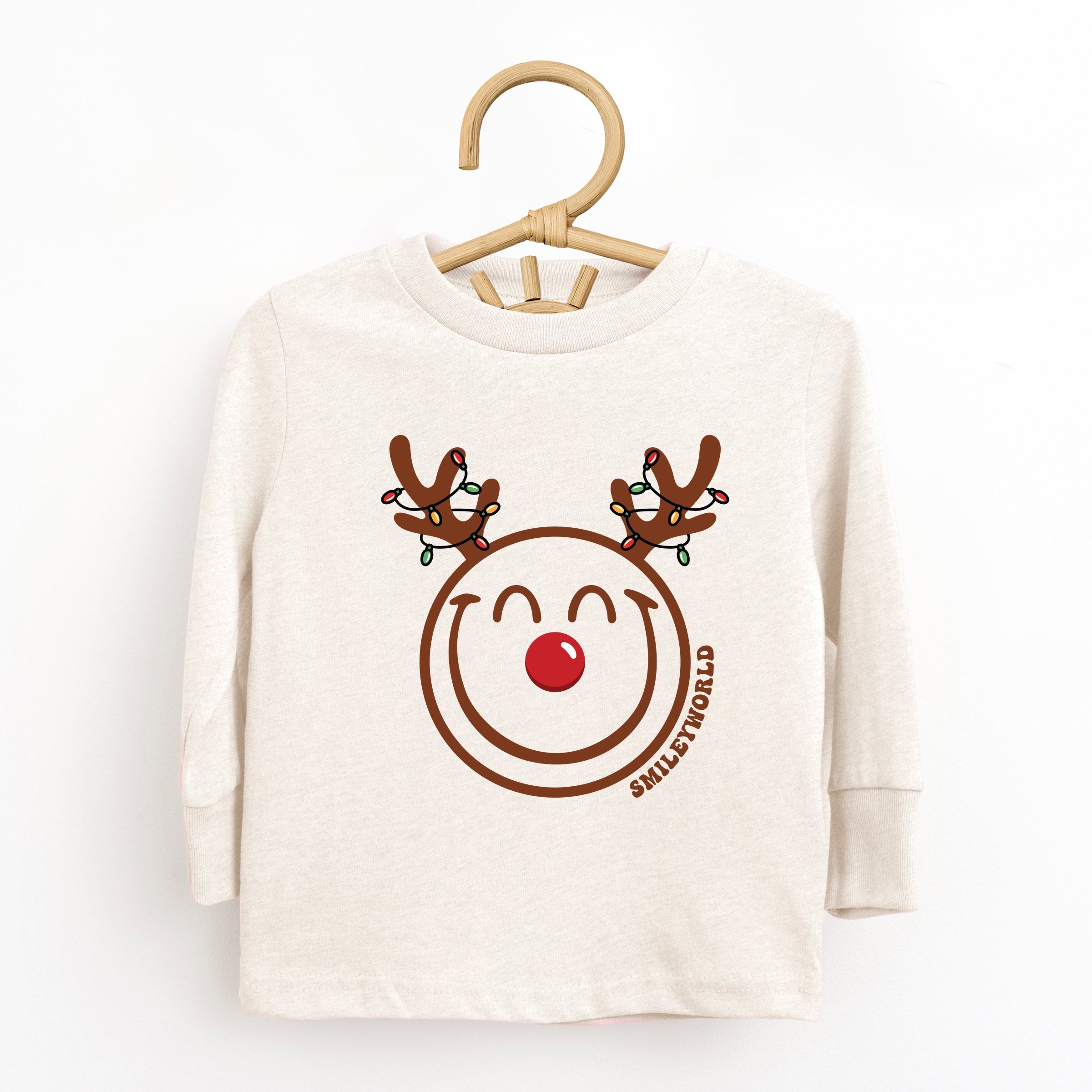 SmileyWorld Reindeer Lights - Toddler Long Sleeve Graphic Tee and Youth Long Sleeve Graphic T-Shirt