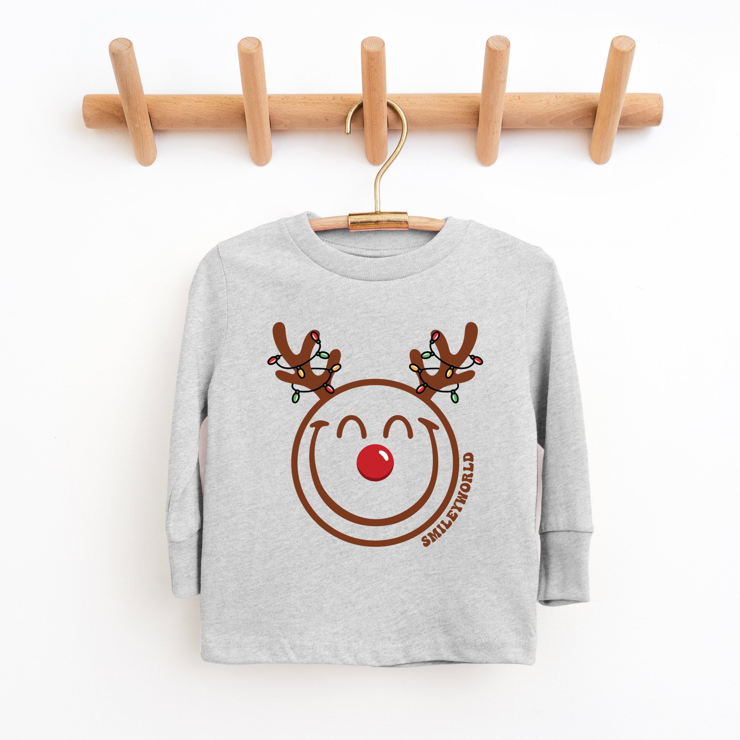 SmileyWorld Reindeer Lights - Toddler Long Sleeve Graphic Tee and Youth Long Sleeve Graphic T-Shirt