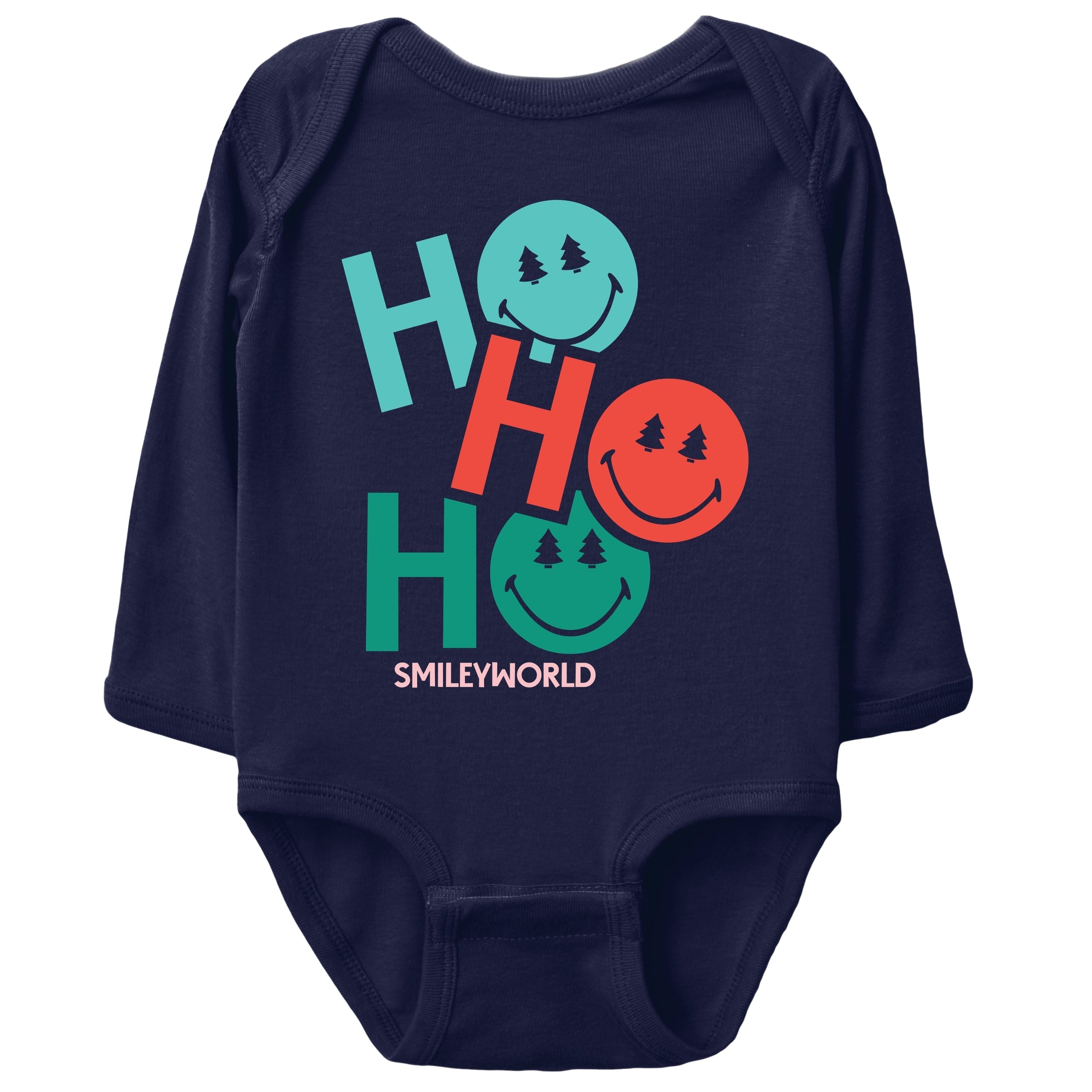 SmileyWorld Ho Ho Ho Stacked - Baby Long Sleeve Bodysuit