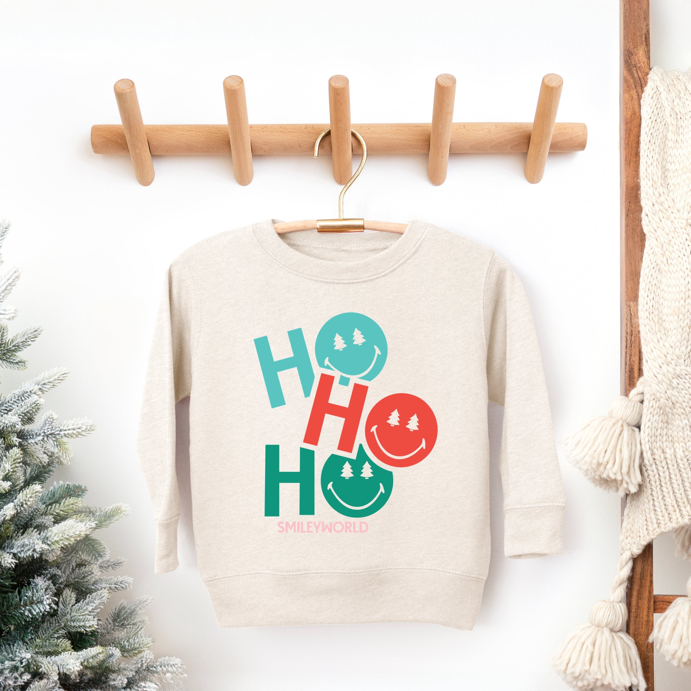 SmileyWorld Ho Ho Ho Stacked - Toddler Graphic Sweatshirt and Youth Graphic Sweatshirt