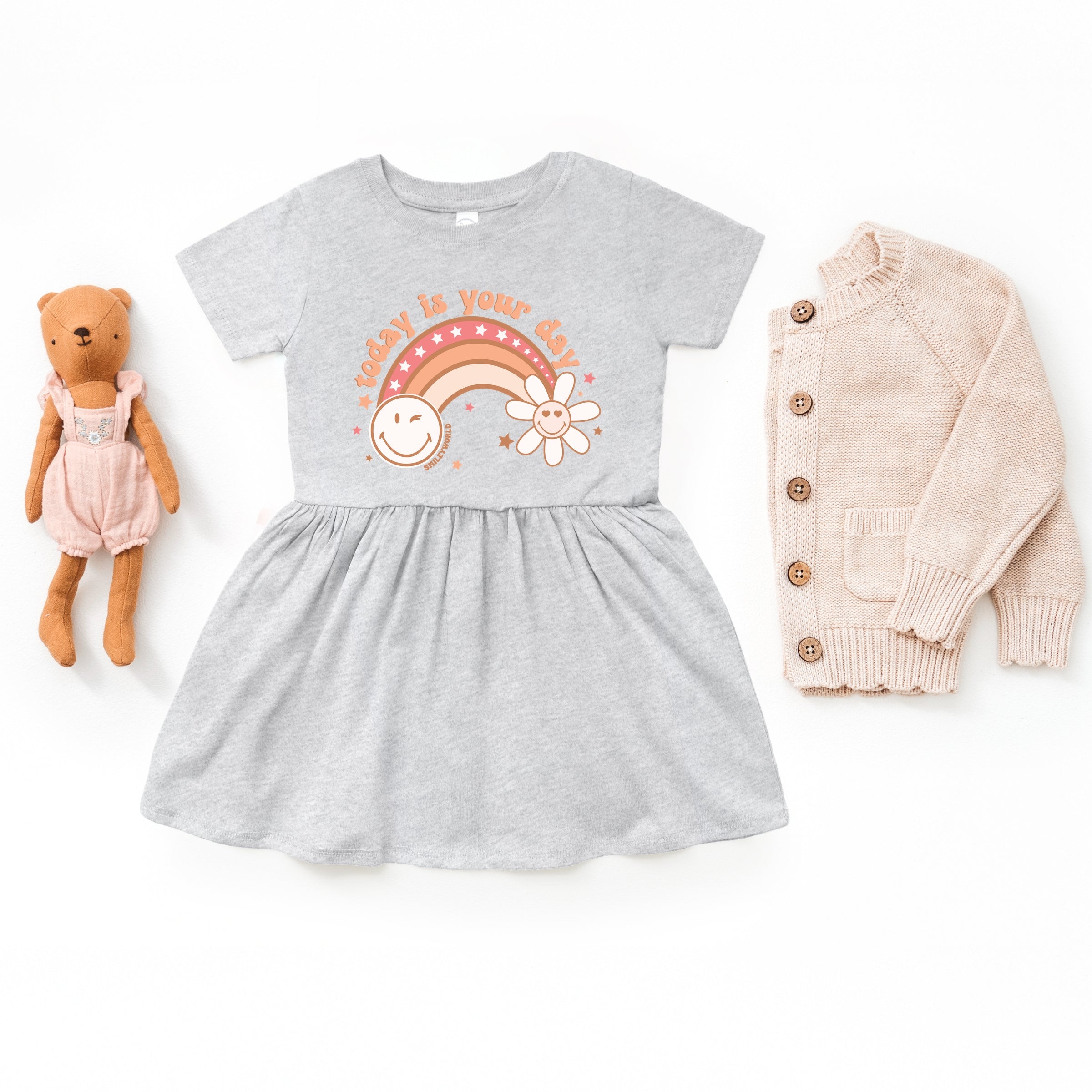 SmileyWorld Today Is Your Day Rainbow - Toddler Graphic Dress and Infant Dress