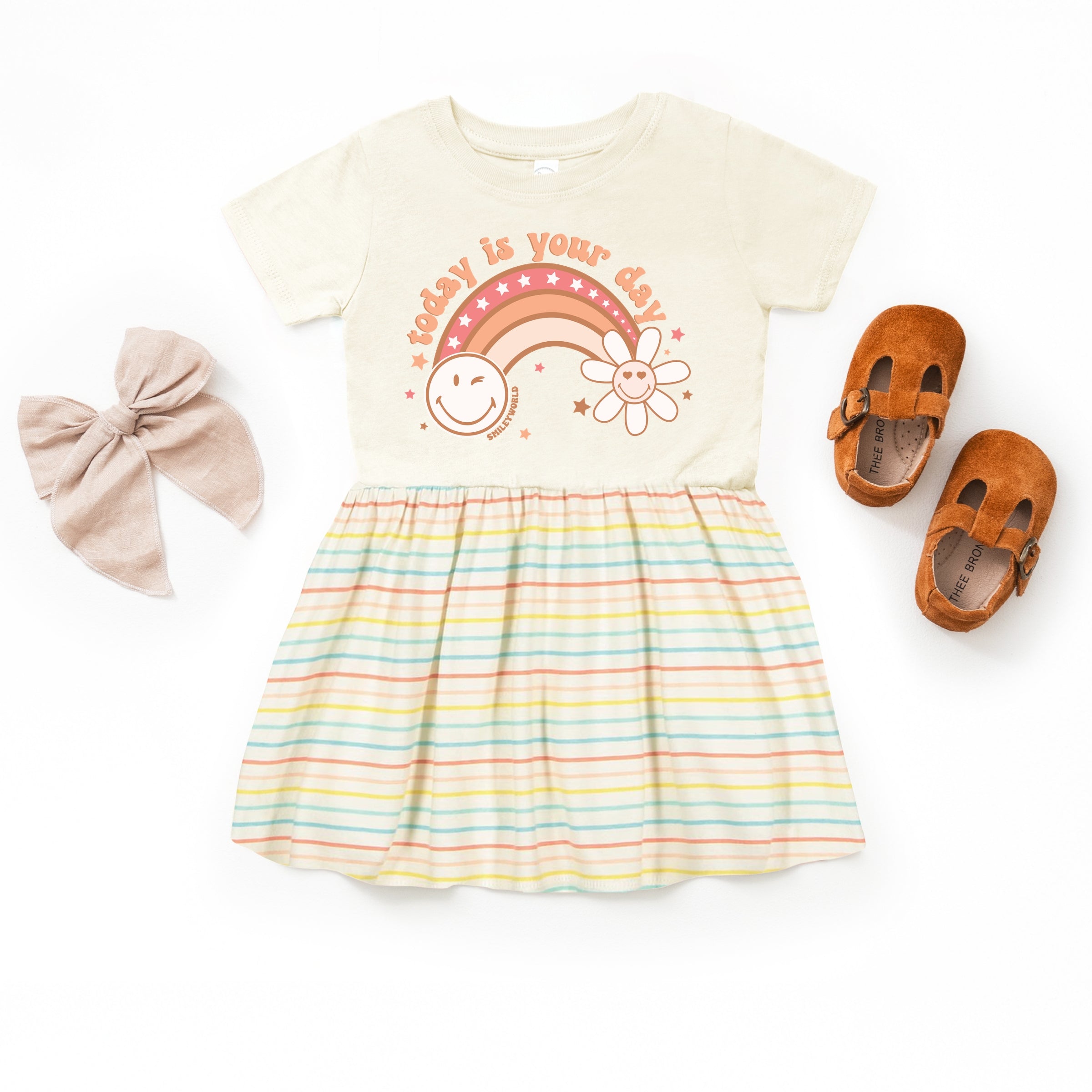 SmileyWorld Today Is Your Day Rainbow - Toddler Graphic Dress and Infant Dress