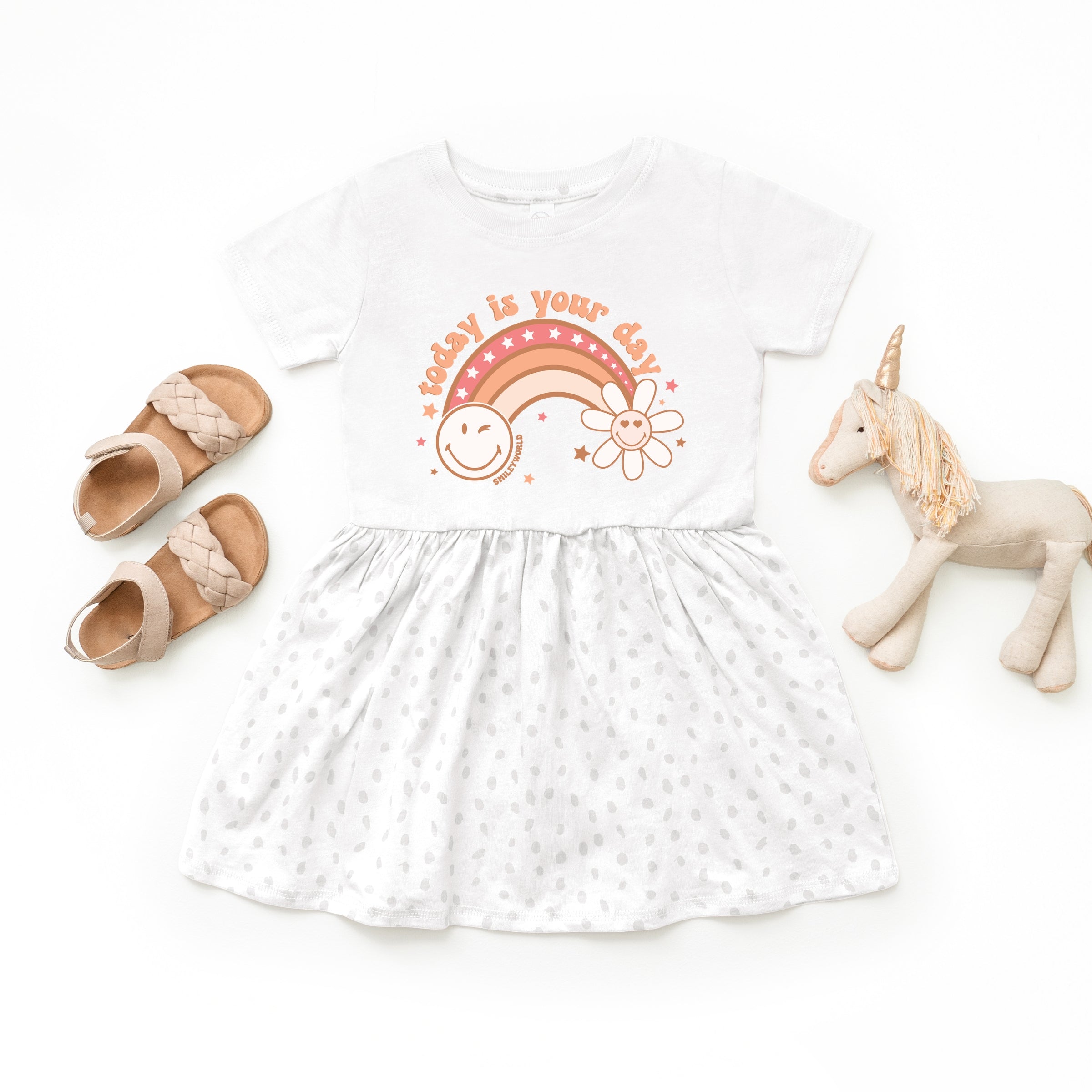 SmileyWorld Today Is Your Day Rainbow - Toddler Graphic Dress and Infant Dress