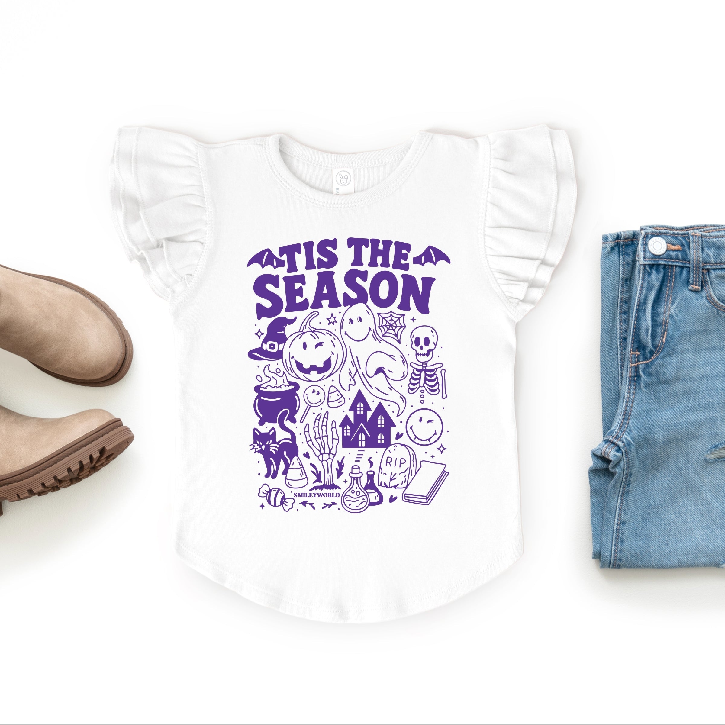 SmileyWorld Tis The Season Halloween - Flutter Sleeve Graphic T-Shirt