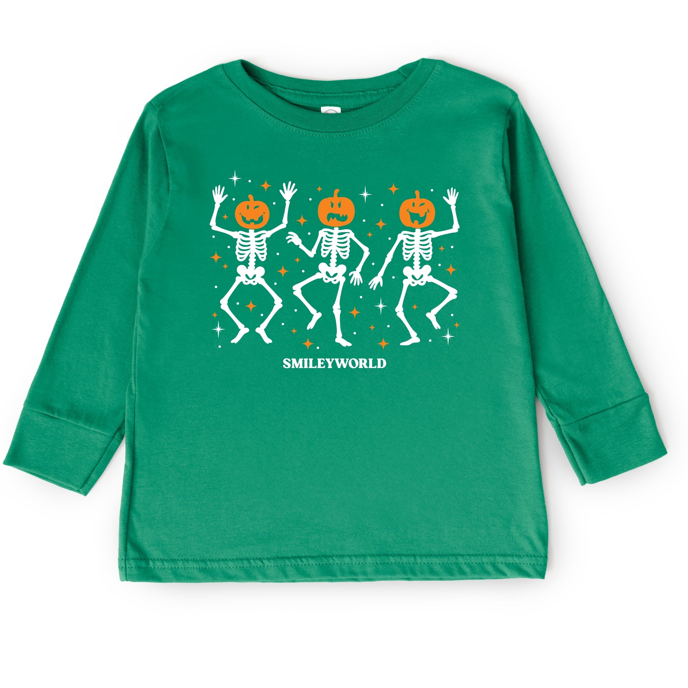 SmileyWorld Dancing Skeleton Pumpkins - Toddler Long Sleeve Graphic Tee and Youth Long Sleeve Graphic T-Shirt