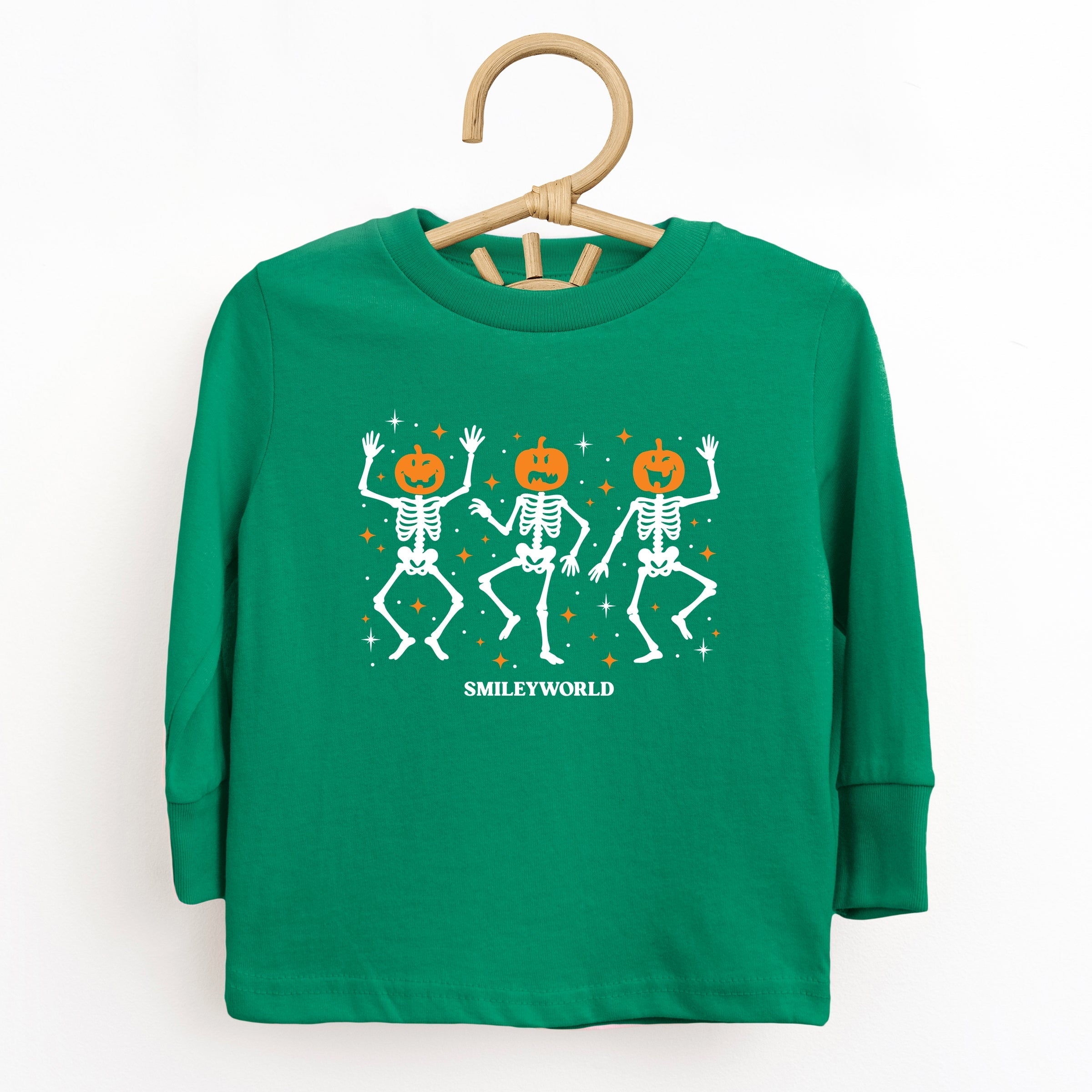 SmileyWorld Dancing Skeleton Pumpkins - Toddler Long Sleeve Graphic Tee and Youth Long Sleeve Graphic T-Shirt