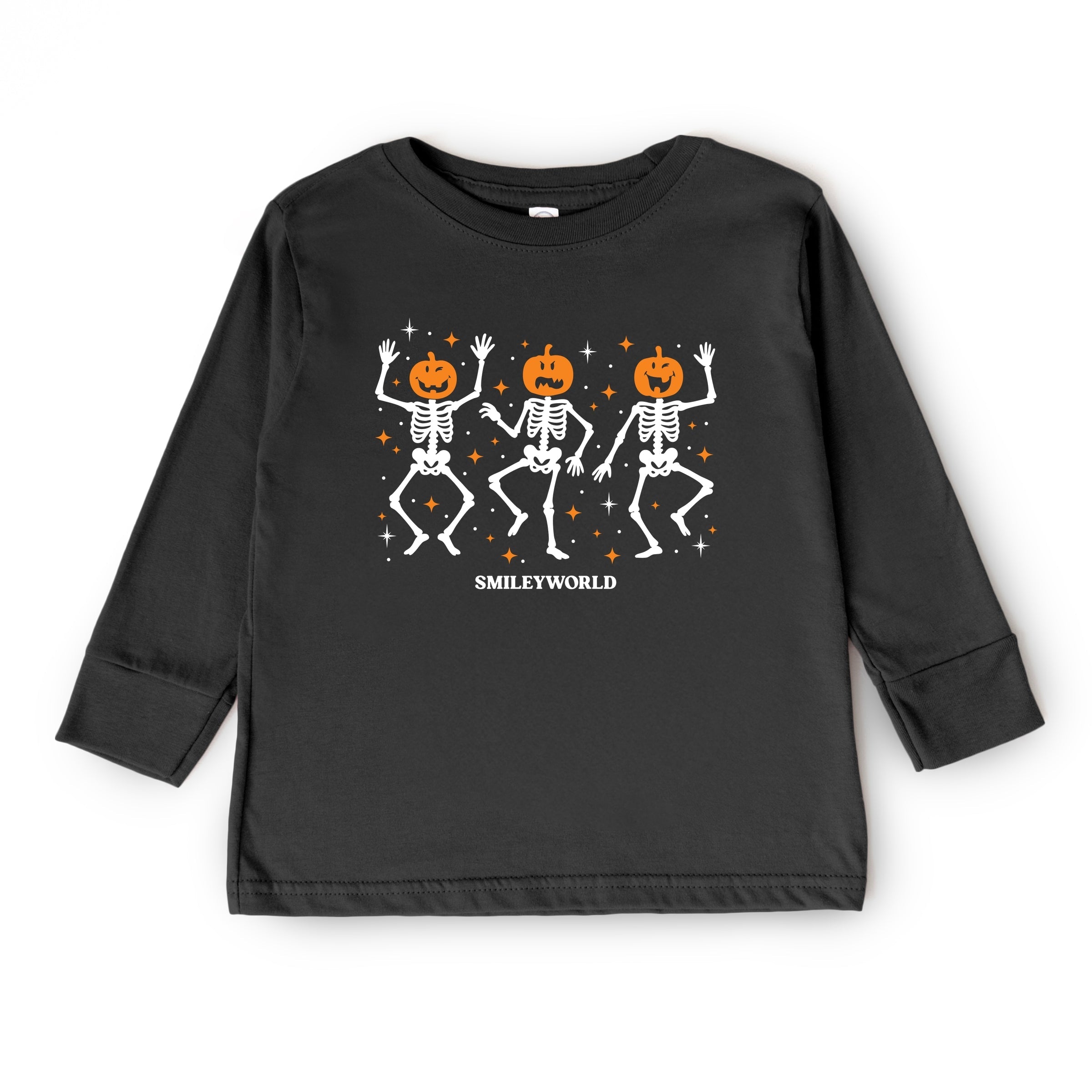 SmileyWorld Dancing Skeleton Pumpkins - Toddler Long Sleeve Graphic Tee and Youth Long Sleeve Graphic T-Shirt