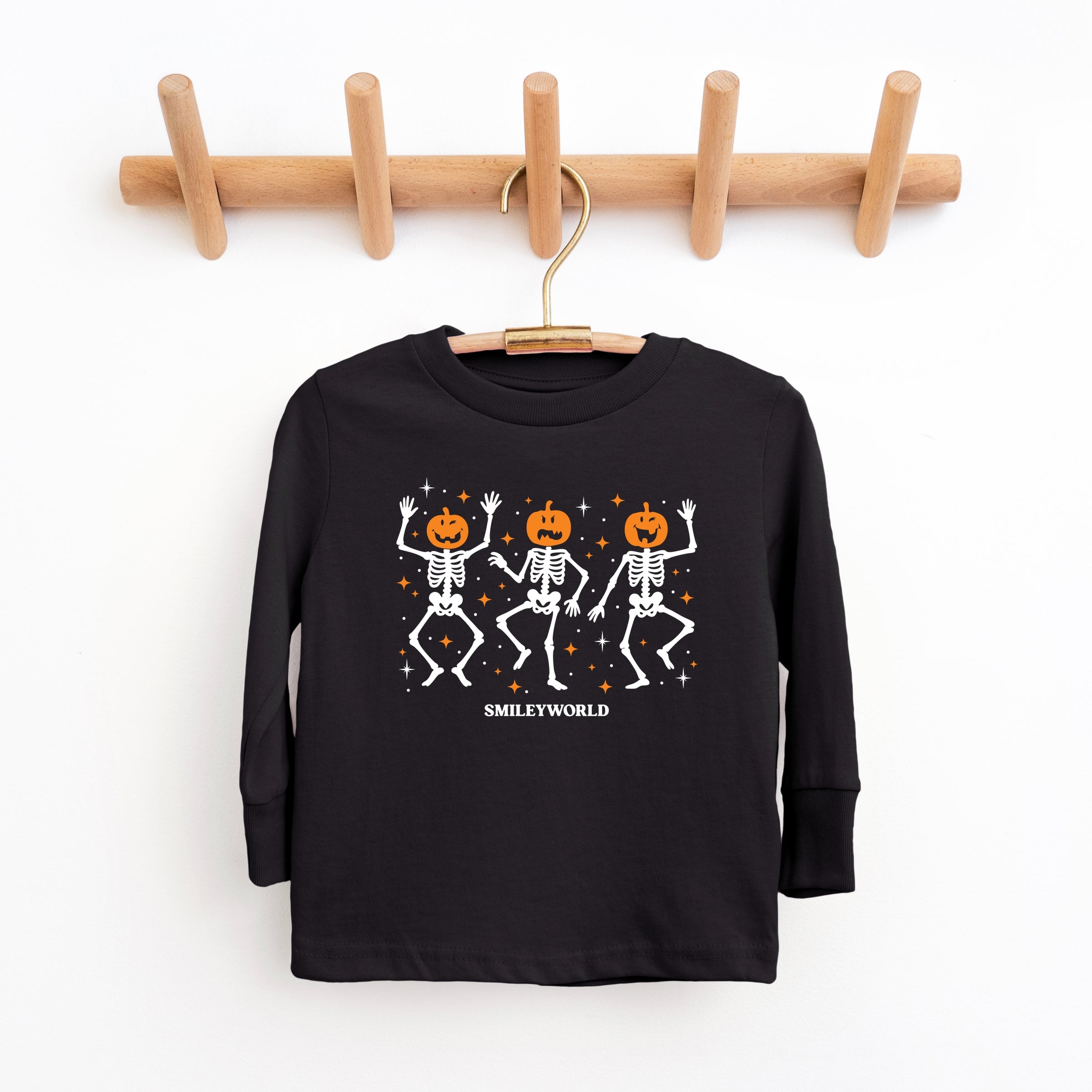 SmileyWorld Dancing Skeleton Pumpkins - Toddler Long Sleeve Graphic Tee and Youth Long Sleeve Graphic T-Shirt
