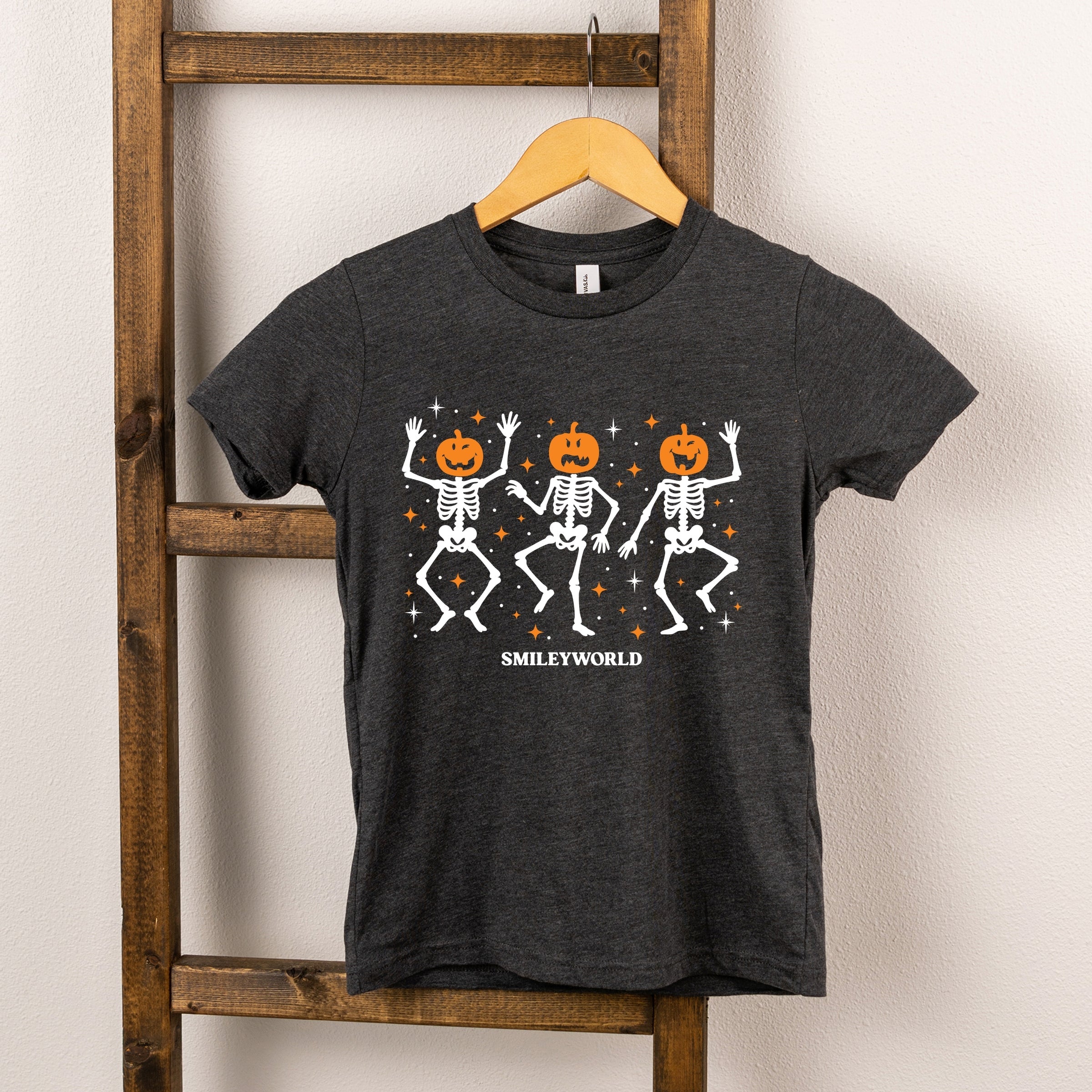 SmileyWorld Dancing Skeleton Pumpkins - Youth Short Sleeve Graphic T-Shirt and Toddler Short Sleeve Graphic T-Shirt
