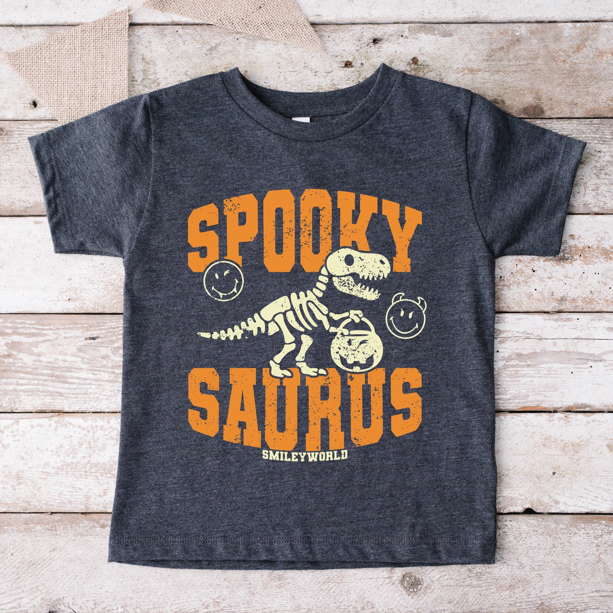 SmileyWorld Spooky Saurus - Youth Short Sleeve Graphic T-Shirt and Toddler Short Sleeve Graphic T-Shirt