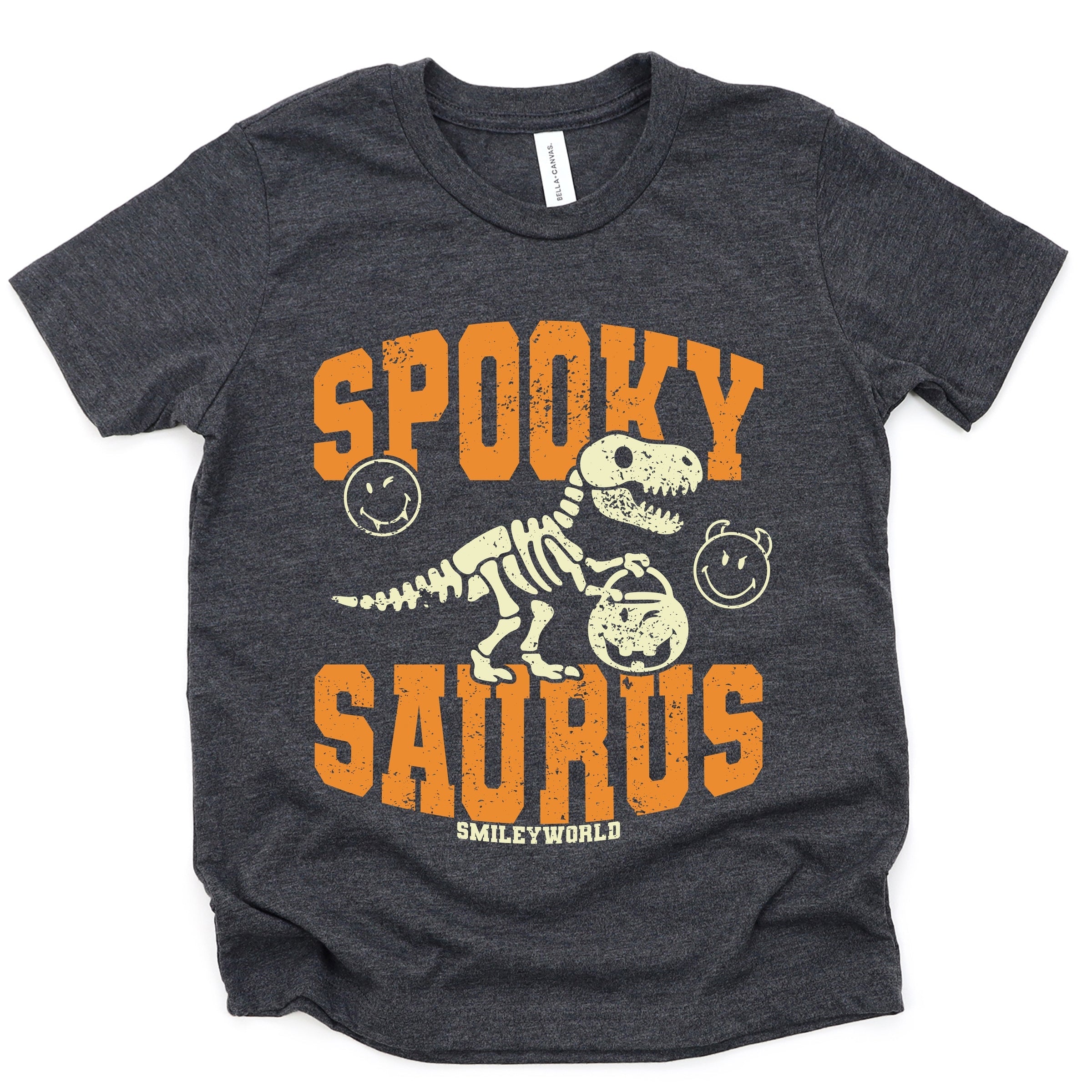 SmileyWorld Spooky Saurus - Youth Short Sleeve Graphic T-Shirt and Toddler Short Sleeve Graphic T-Shirt